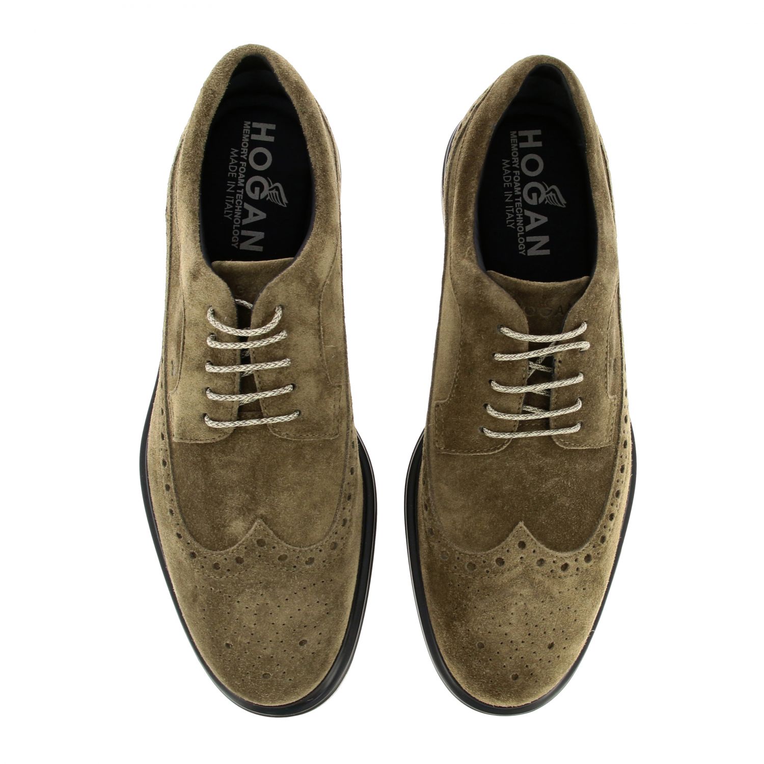 Hogan Outlet: suede 393 suede with brogue motif and memory sole - Brown ...