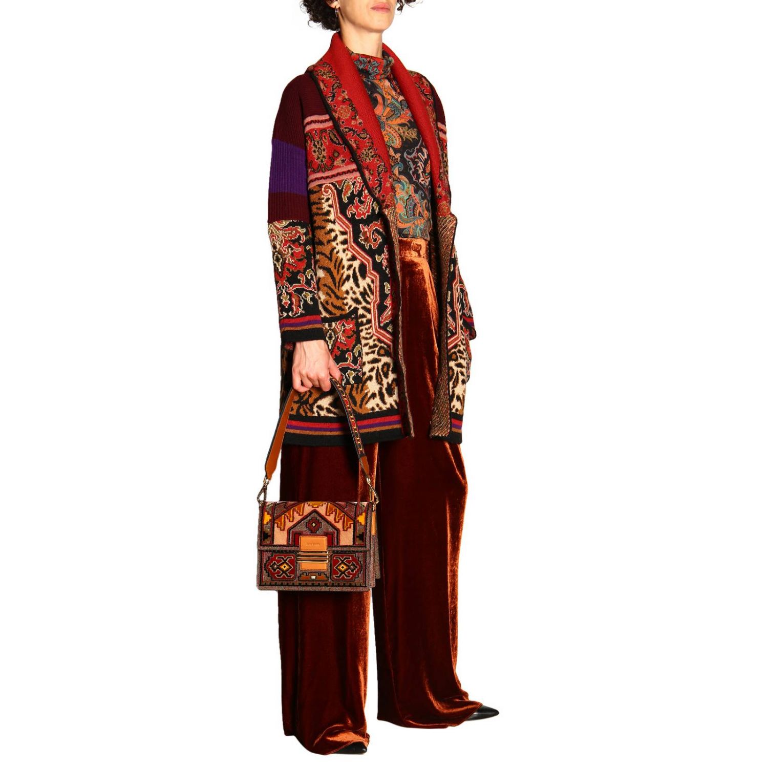 Etro Outlet Rainbow bag with embroidery Brown Etro crossbody bags