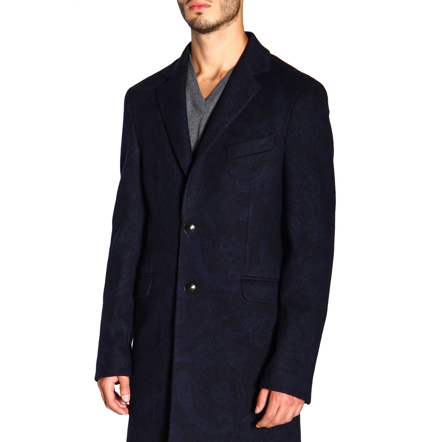Manteau moyen droit classique Etro en laine | Manteau Etro Manteau homme Etro | Manteau Etro Homme Bordeaux | Manteau