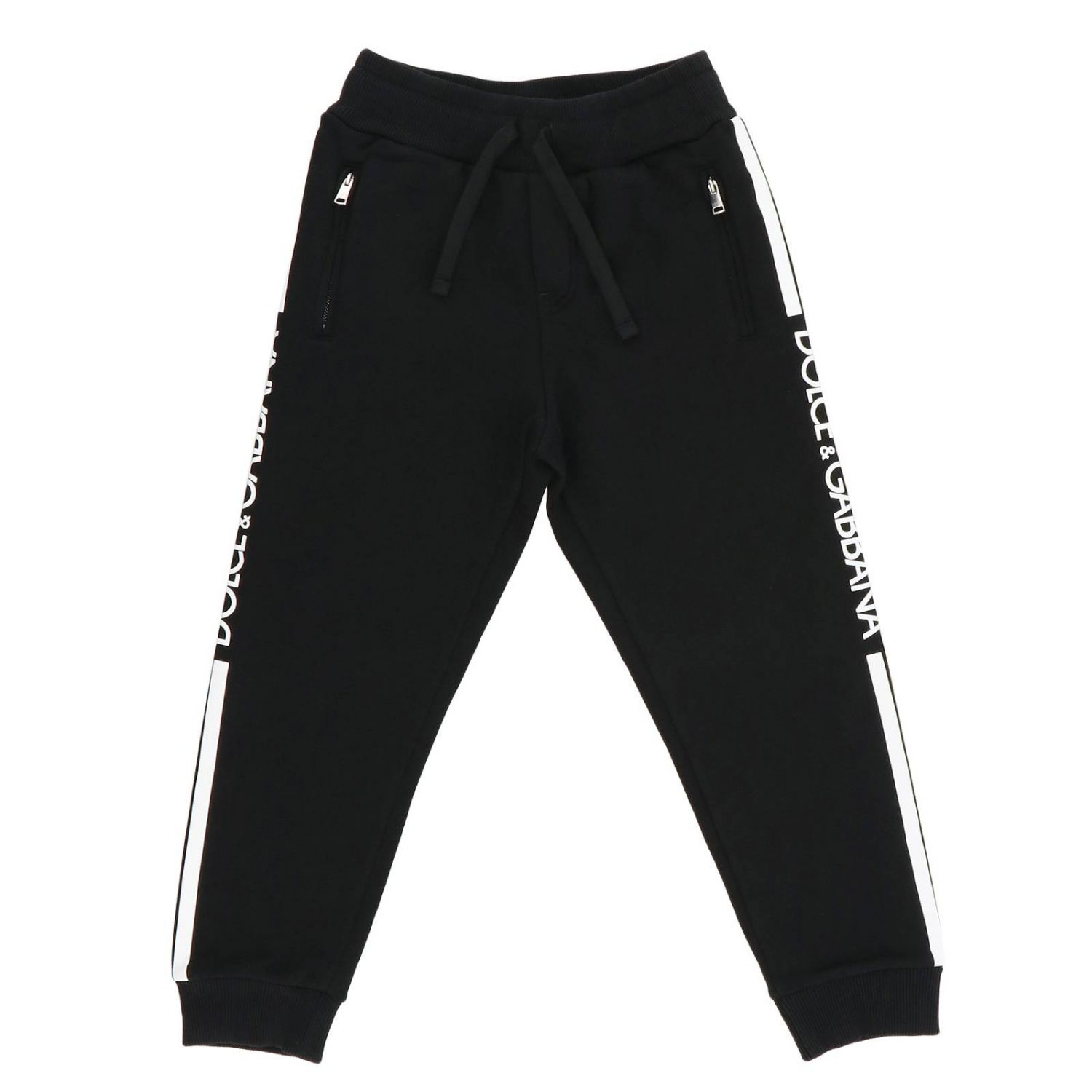 Dolce & Gabbana jogging style trousers with logoed drawstring and bands ...