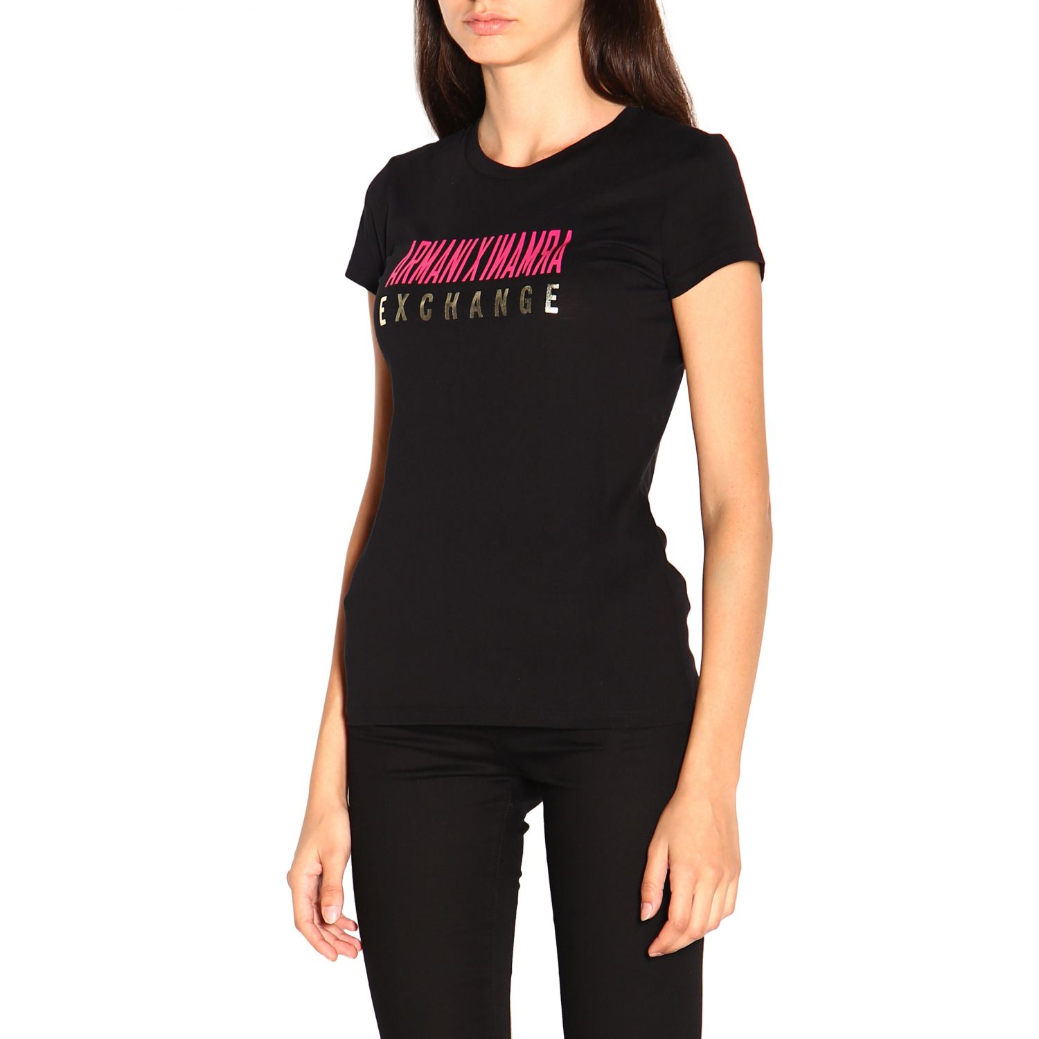Armani Exchange Outlet: t-shirt for women - Black | Armani Exchange t ...