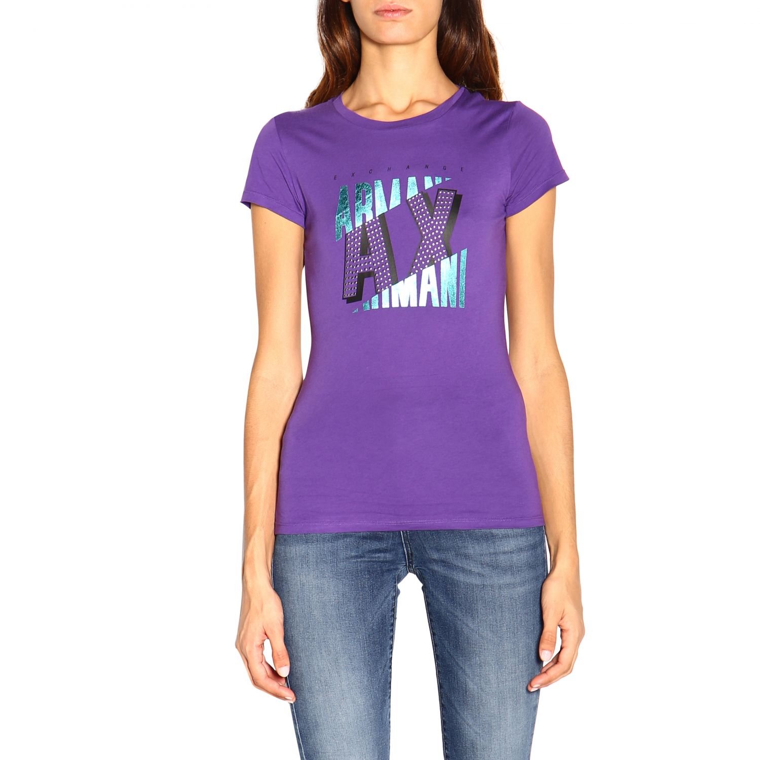 purple armani exchange t shirt