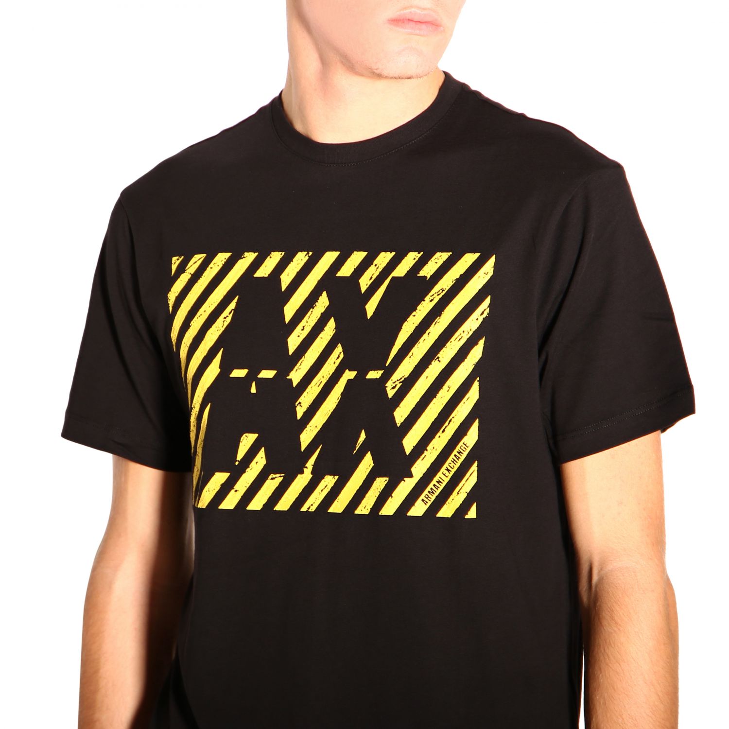 black and yellow armani exchange shirt