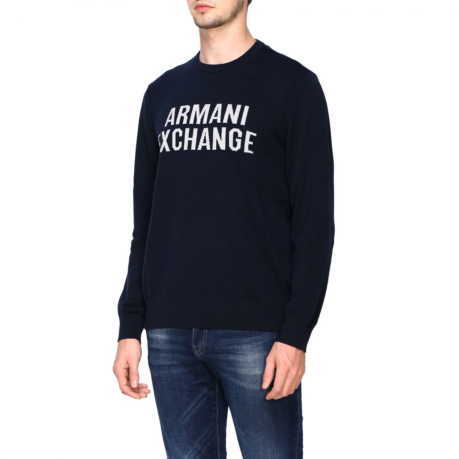 Outlet de Armani Exchange: Jersey para hombre, Azul Oscuro | Armani Exchange 6GZM3K ZMU5Z en línea GIGLIO.COM