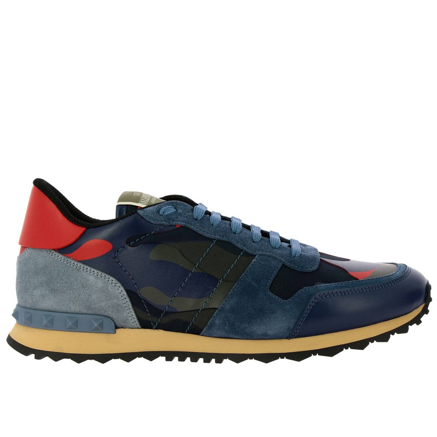 Valentino Garavani Outlet: Rock runner camouflage sneakers in suede and ...