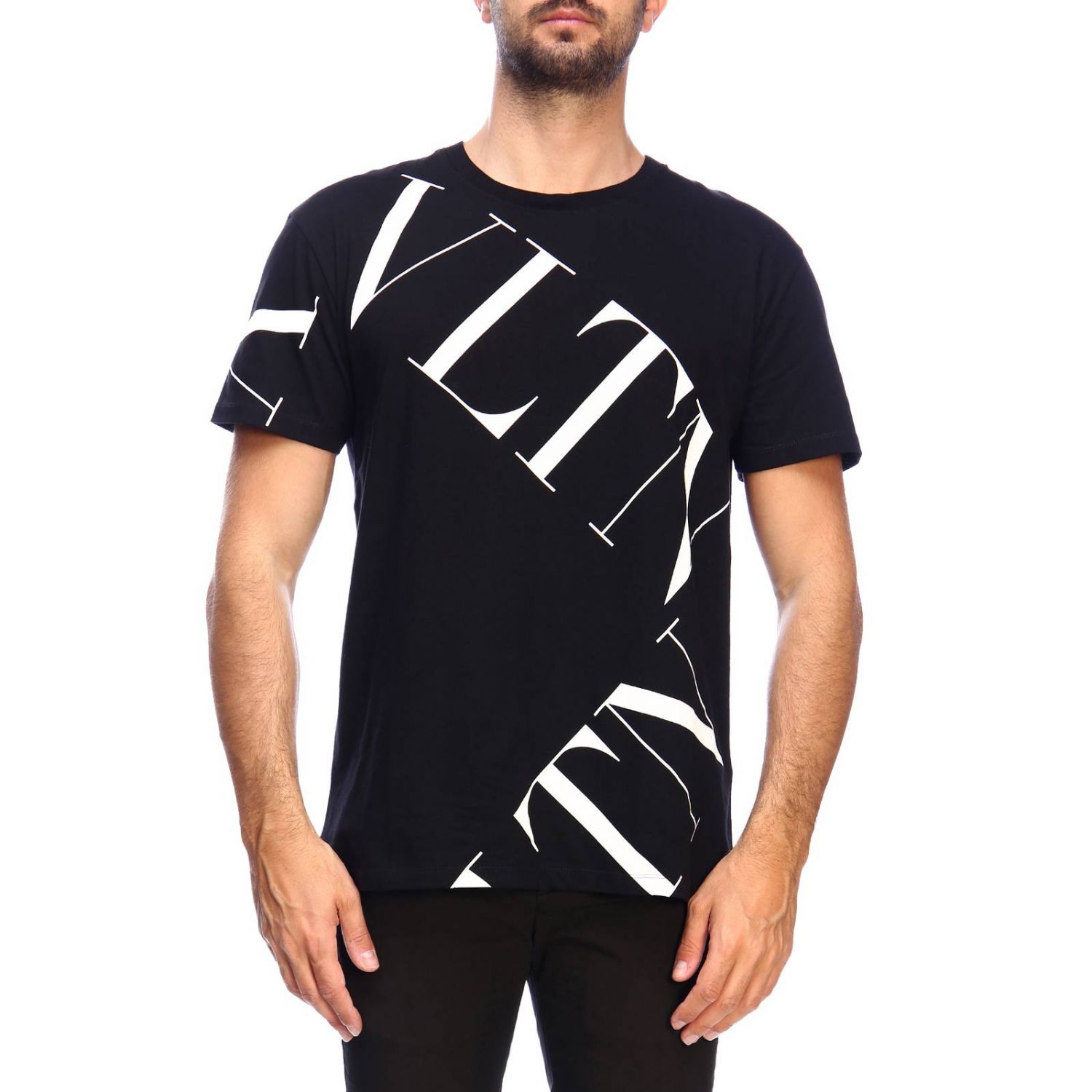 VALENTINO: short-sleeved T-shirt with VLTN print | T-Shirt Valentino ...