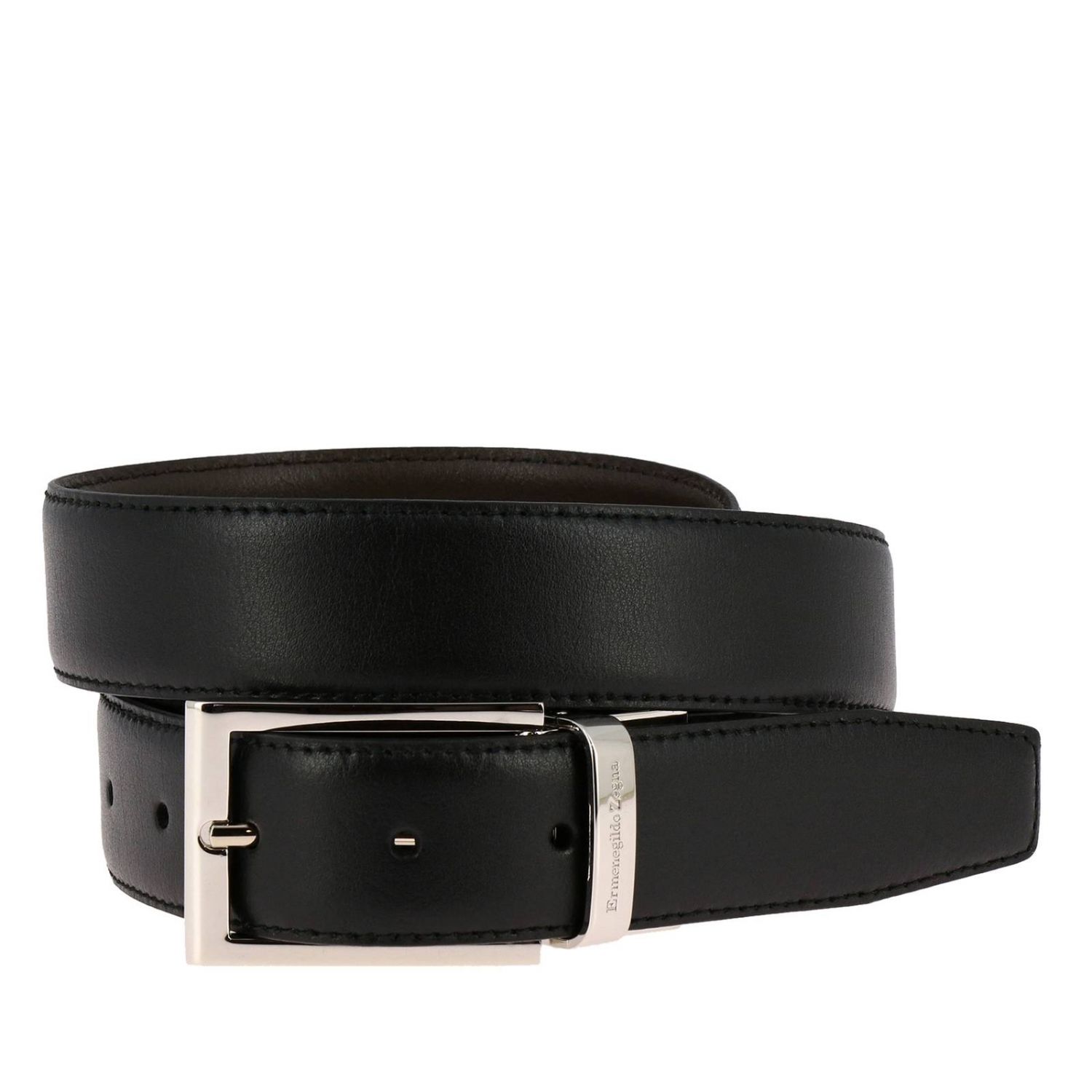 Ermenegildo Zegna Outlet: Classic belt in real reversible leather ...