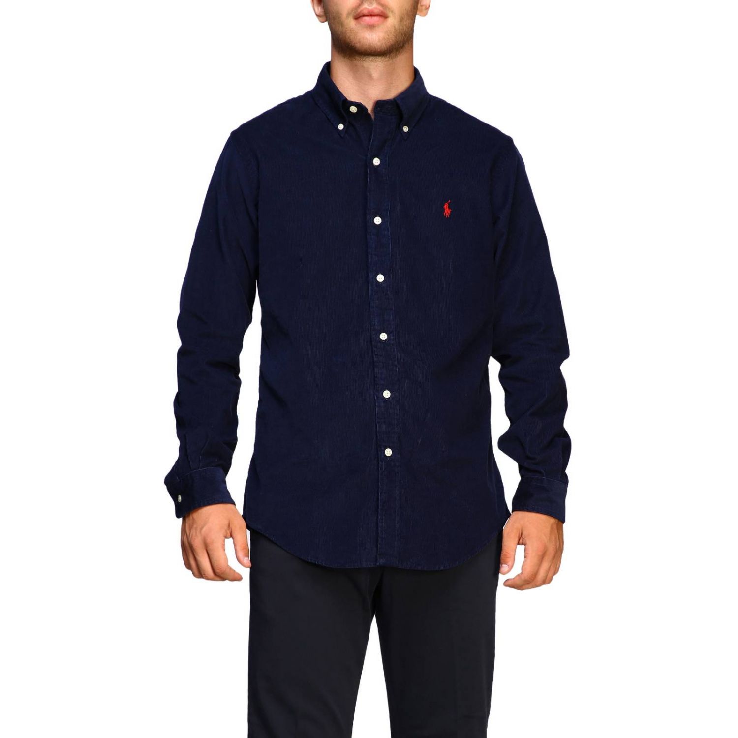 Polo Ralph Lauren Outlet: Custom-fit ribbed shirt with button-down ...