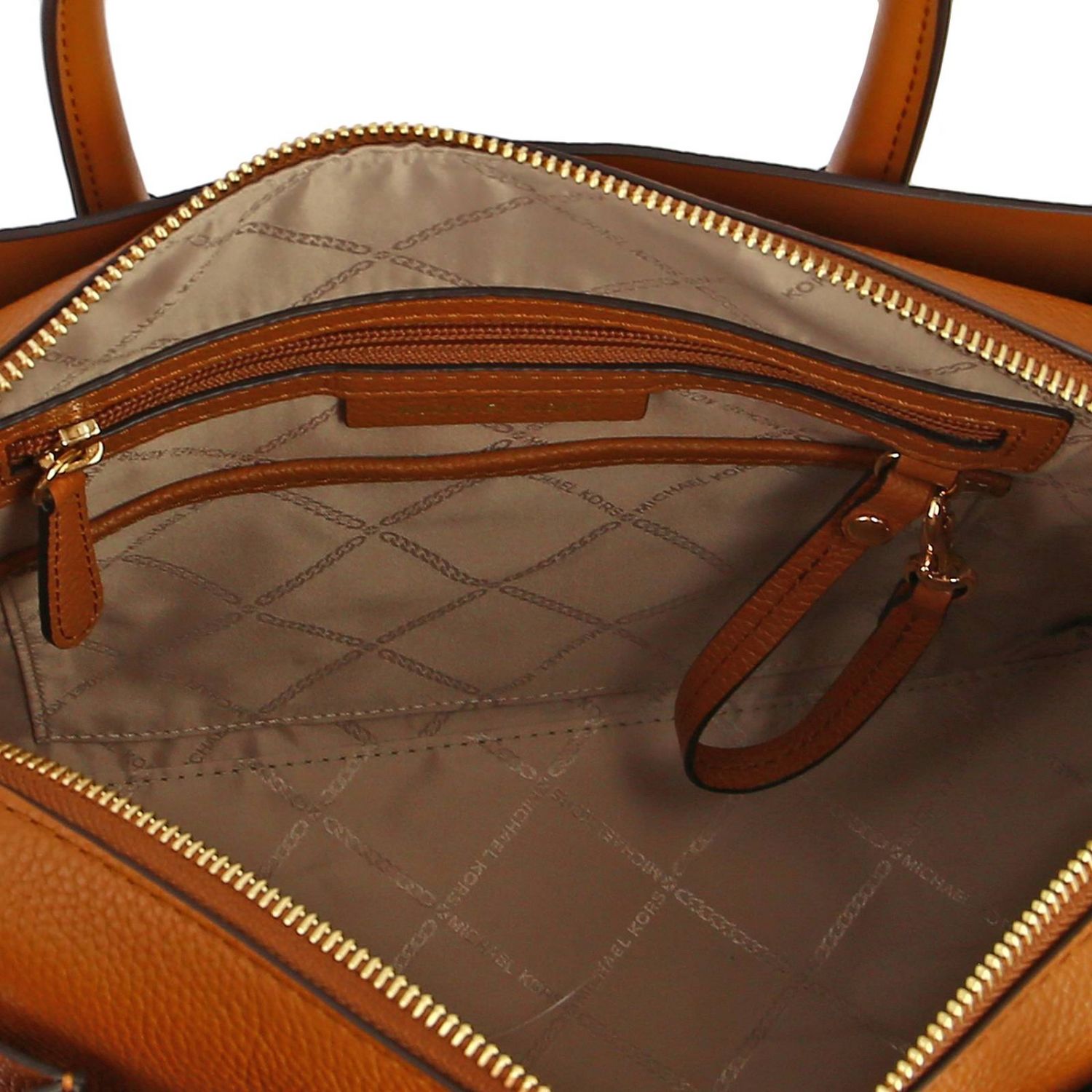 Michael Michael Kors Outlet: Borsa Mercer media in pelle martellata con  logo - Beige | Borsa A Mano Michael Michael Kors 30S9GM9S2L GIGLIO.COM