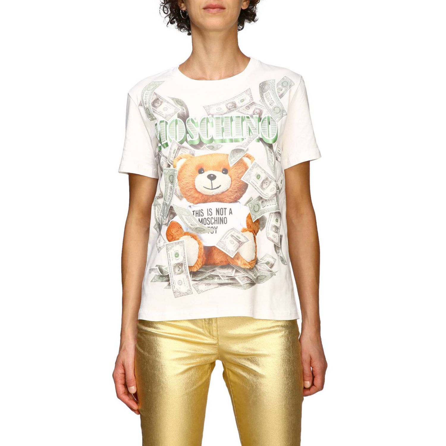 T-shirt Moschino double question mark 221E A071805411001 bianco | FRMODA.com