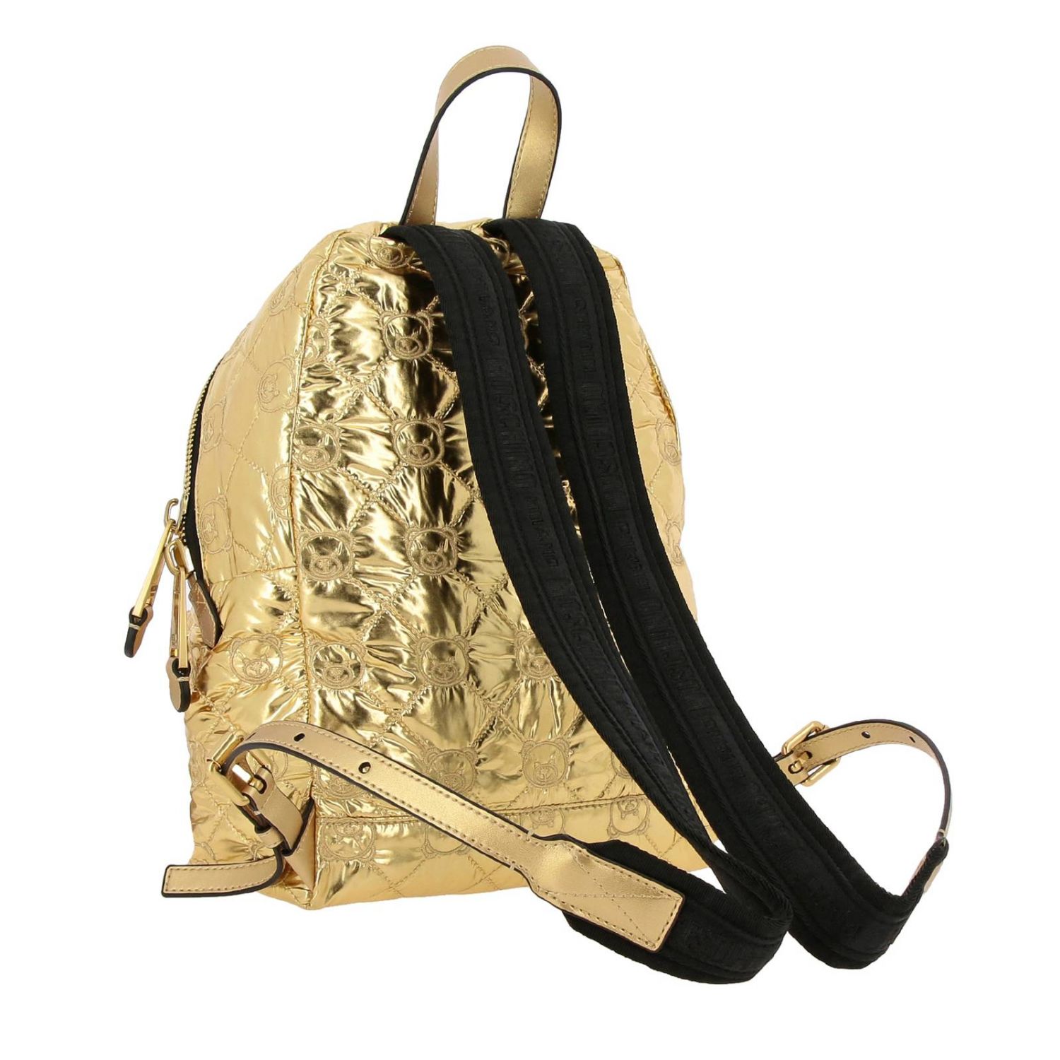Moschino Couture Outlet: Zaino in nylon laminato e imbottito con Teddy all  over - Oro | Zaino Moschino Couture 7621 8208 GIGLIO.COM
