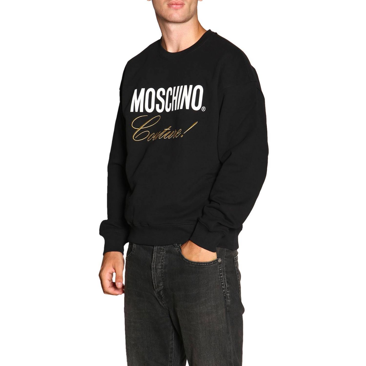 Moschino Couture Outlet: crewneck sweatshirt with logo print - Black ...