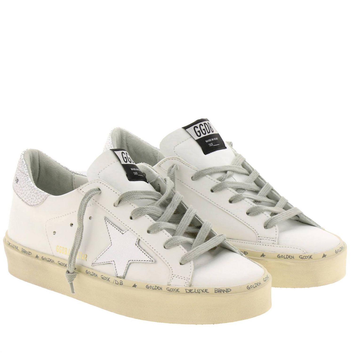 Sneakers Hi star Golden Goose in smooth leather with laminated star and ...