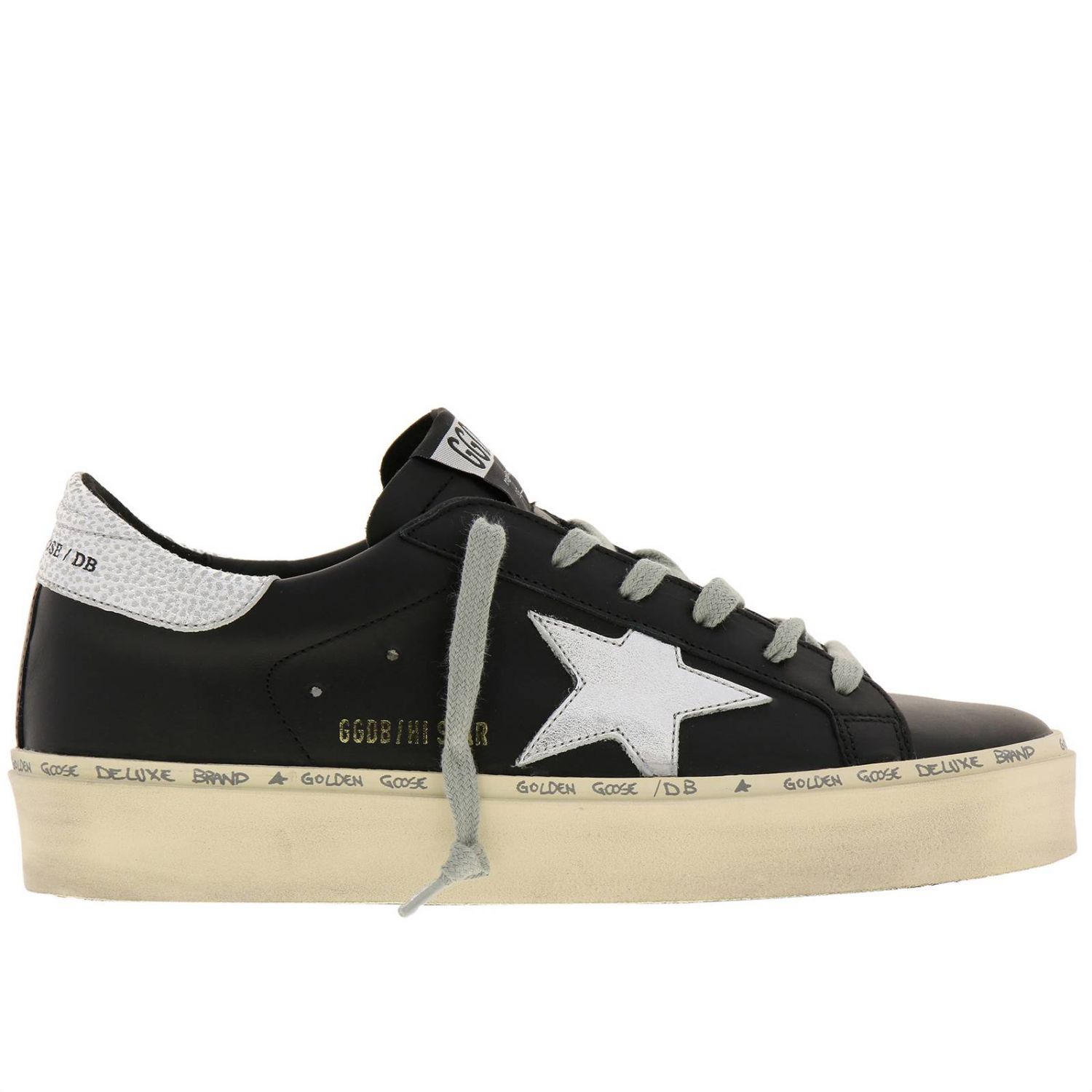 GOLDEN GOOSE: Sneakers Hi star in smooth leather with laminated star ...