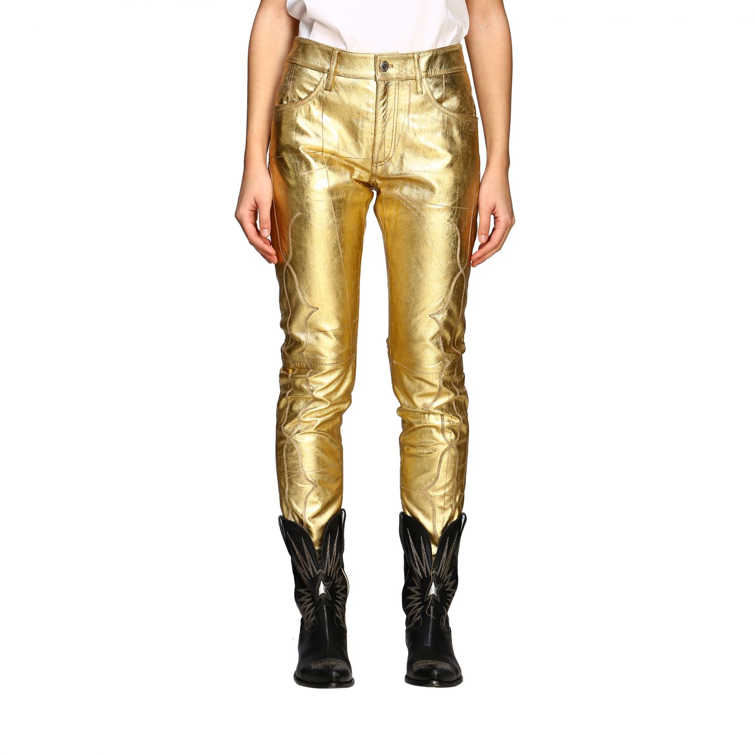 golden pencil pants