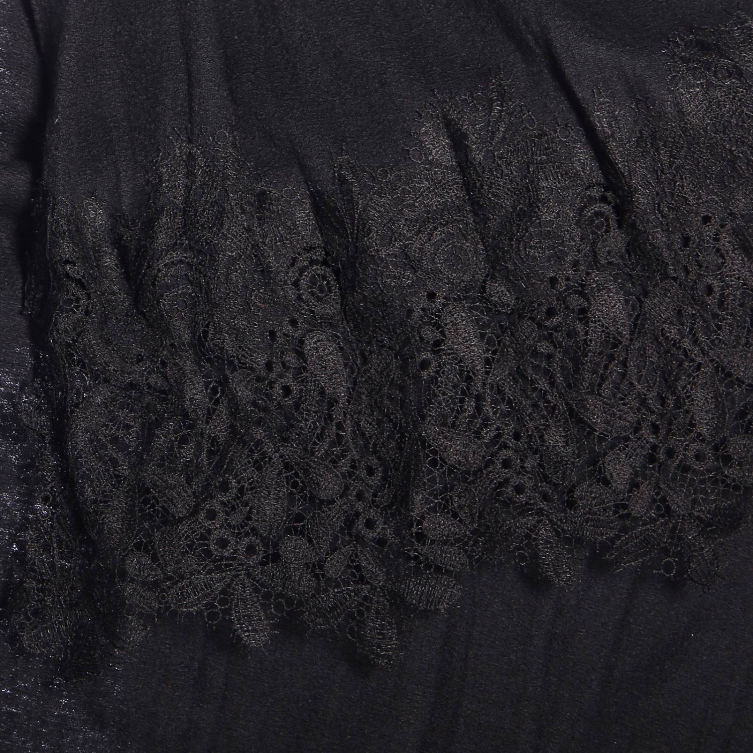 Ermanno Scervino Outlet: scarf with lace inserts - Black | Ermanno ...