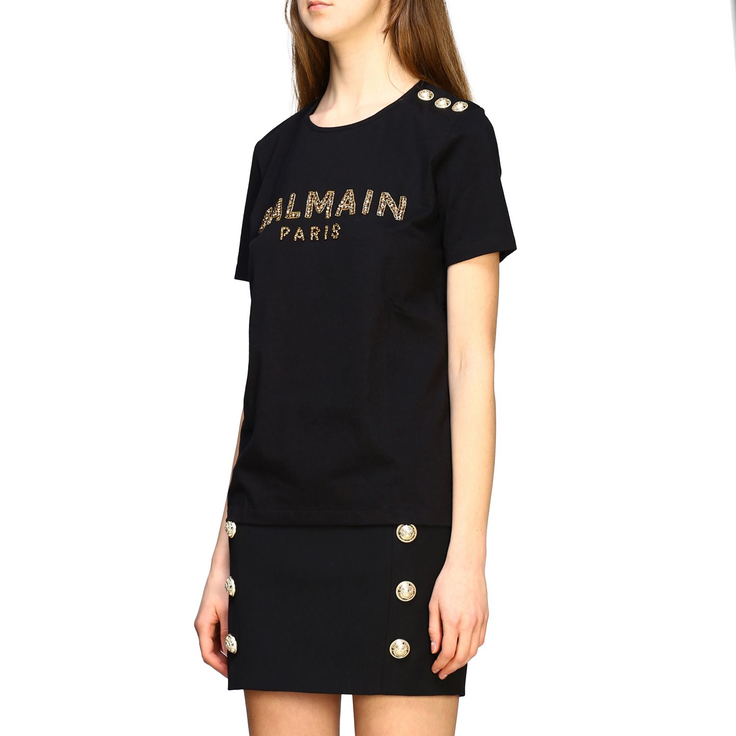 Balmain Outlet: T-shirt women | T-Shirt Balmain Women Black | T-Shirt ...