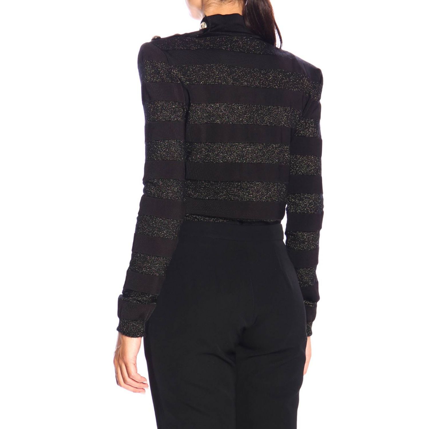 balmain black and white sweater