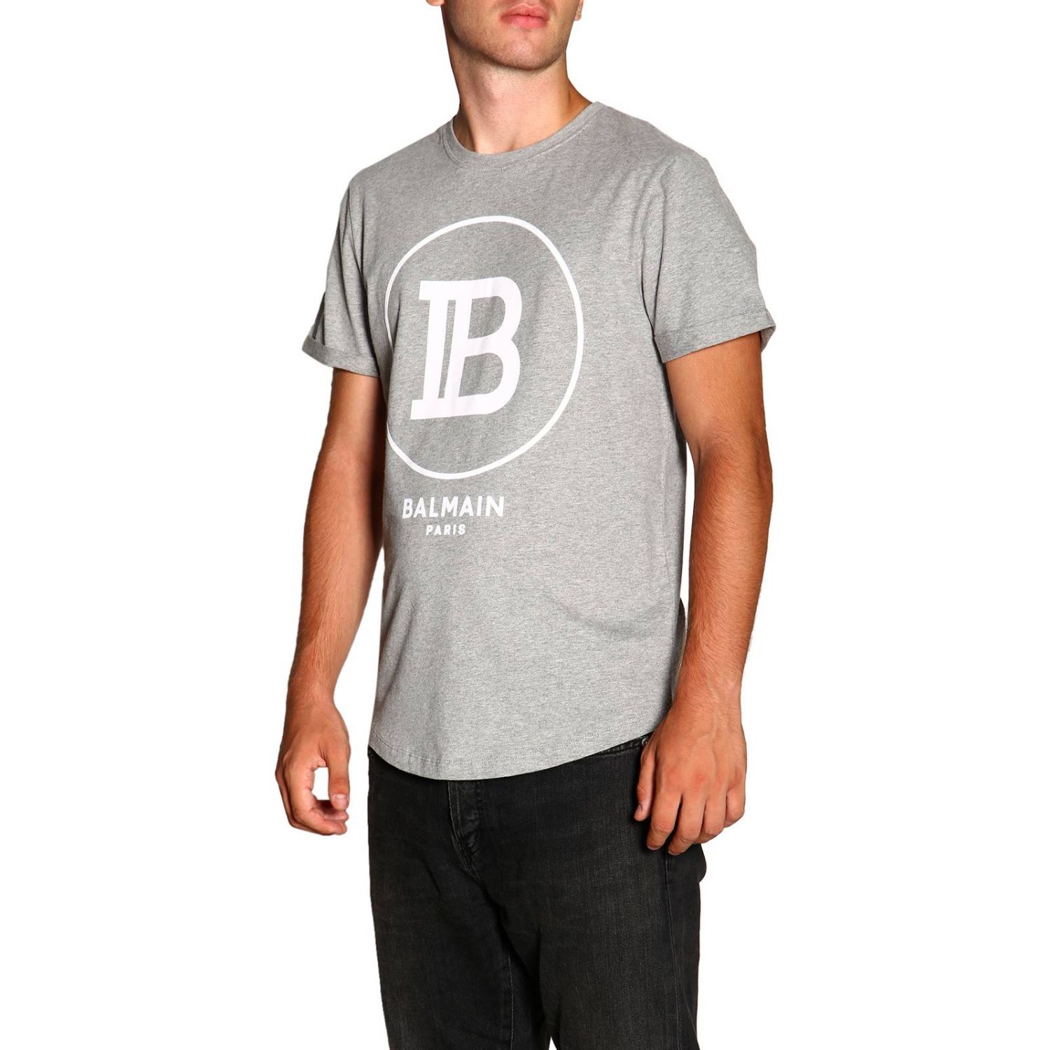 T恤 Balmain: Balmain logo印花短袖T恤 灰色 4