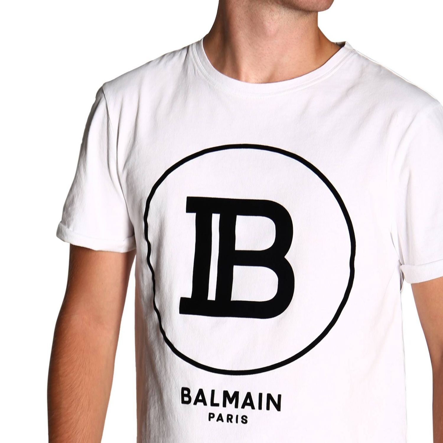 Balmain Outlet: short-sleeved T-shirt with maxi logo | T-Shirt Balmain Men White | T-Shirt