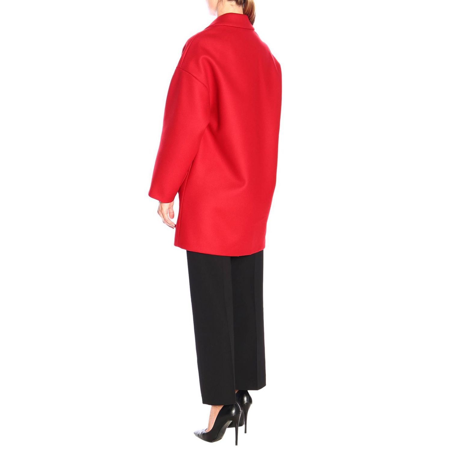 RED VALENTINO: double-breasted coat with pockets | Coat Red Women Red | Red Valentino SR3CAA80 497 GIGLIO.COM