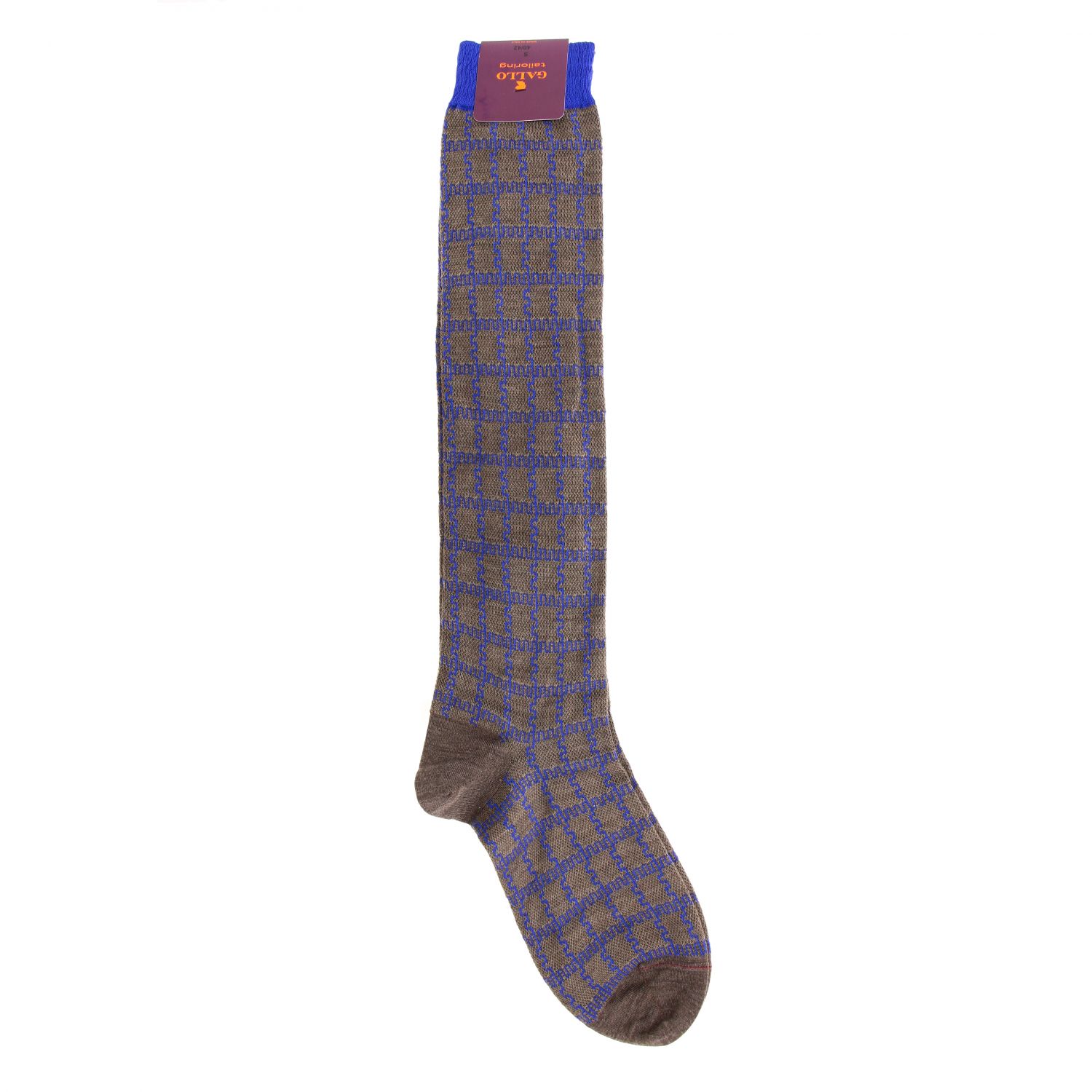 Gallo Outlet socks in Greek patterned wool Dove Grey Socks Gallo AP509028