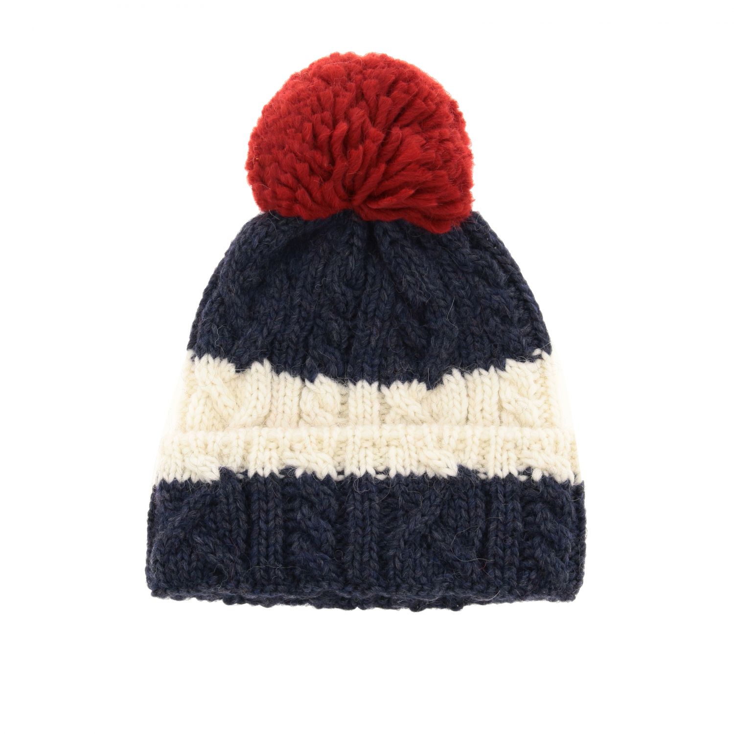 Gallo Outlet: Cappello di lana a coste con pompon - Panna | Cappello Gallo  AP508659 GIGLIO.COM