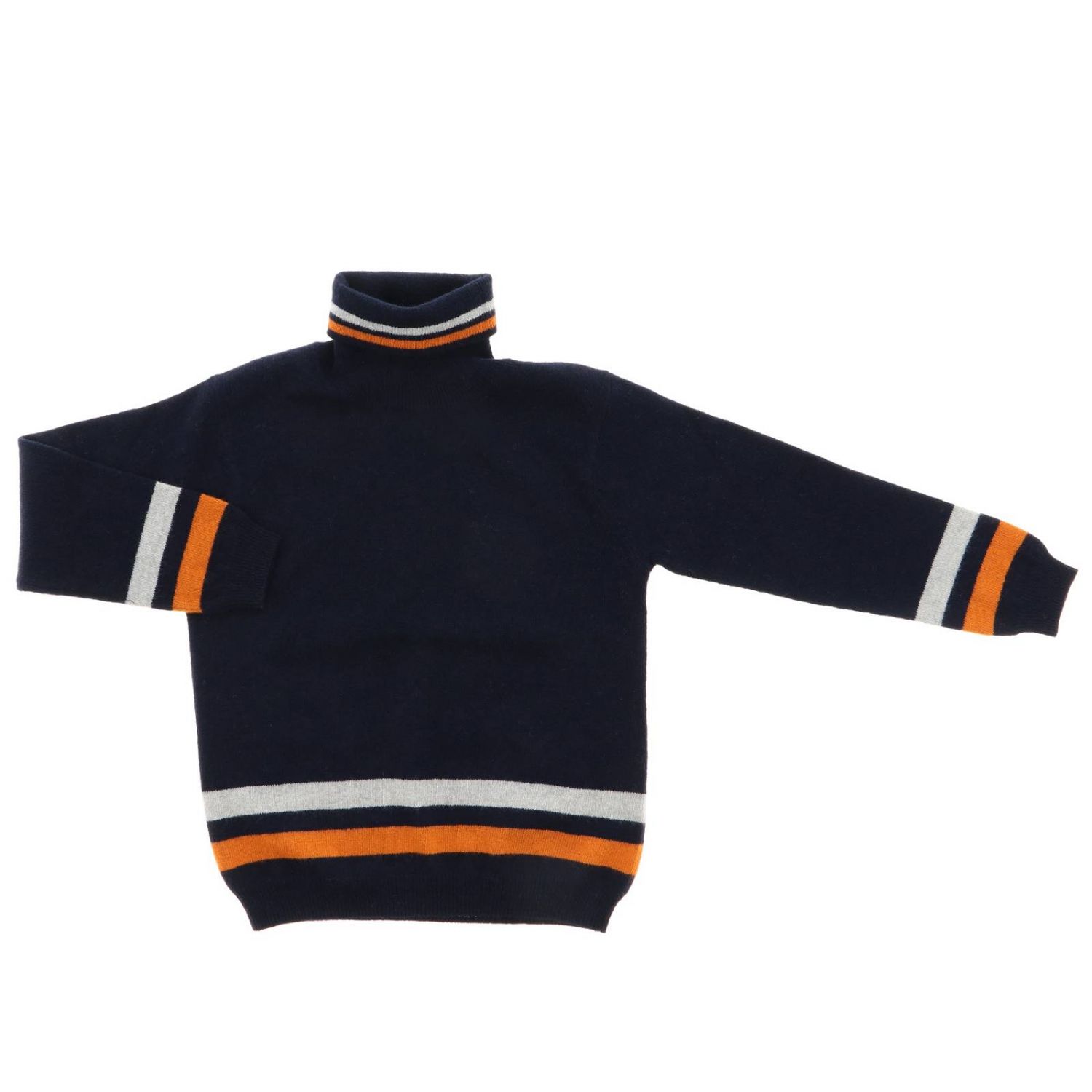 Il Gufo Outlet: Dolcevita a maniche lunghe con bordi colorati - Blue |  Maglia Il Gufo MA282 EM220 GIGLIO.COM