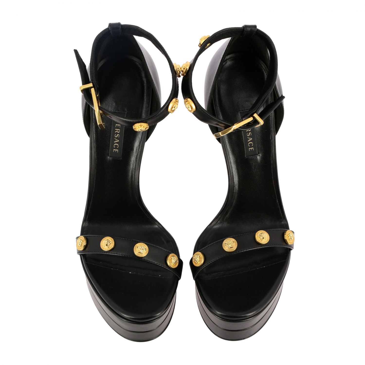 Босоножки на каблуке Versace: Обувь Женское Versace черный 3