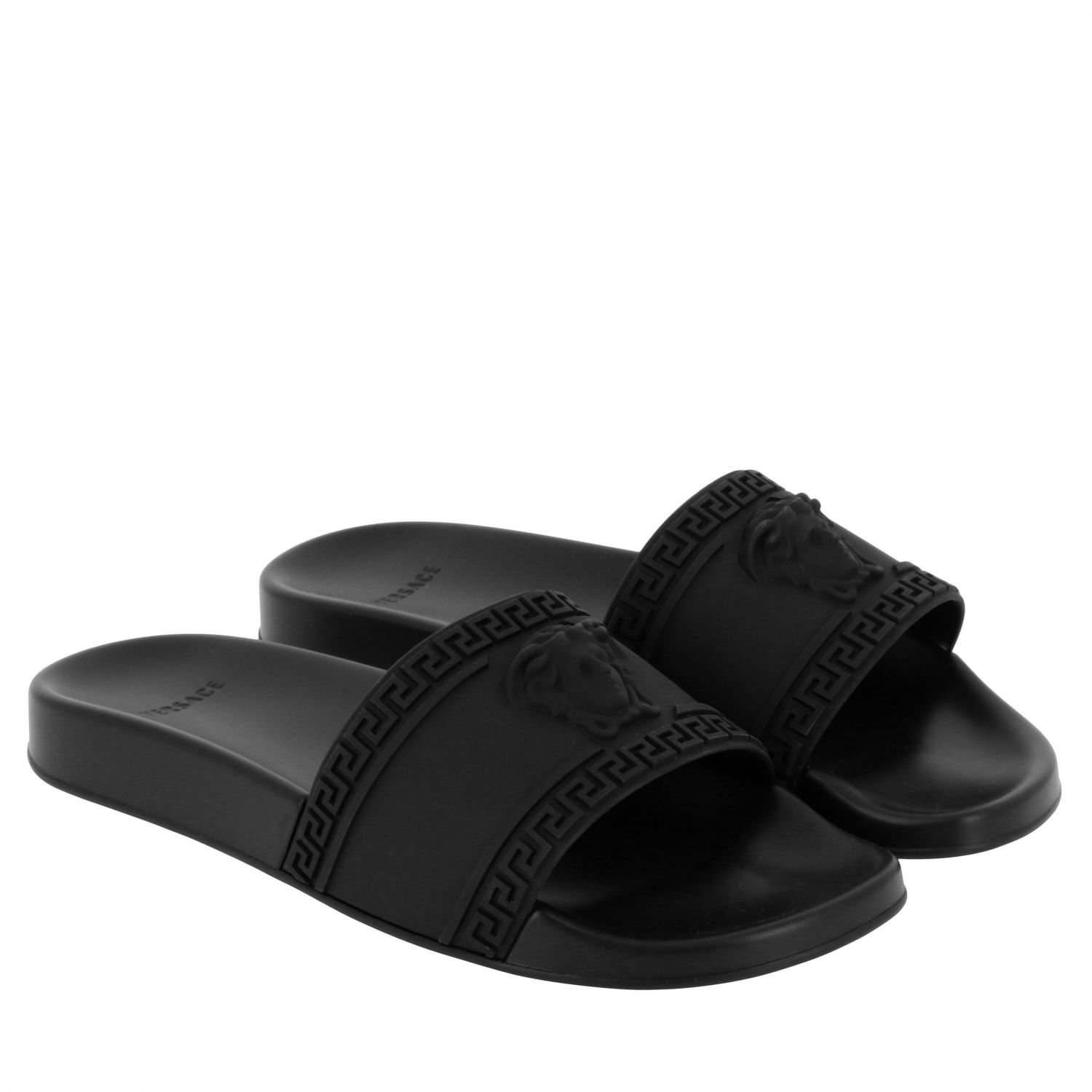 versace sandals black