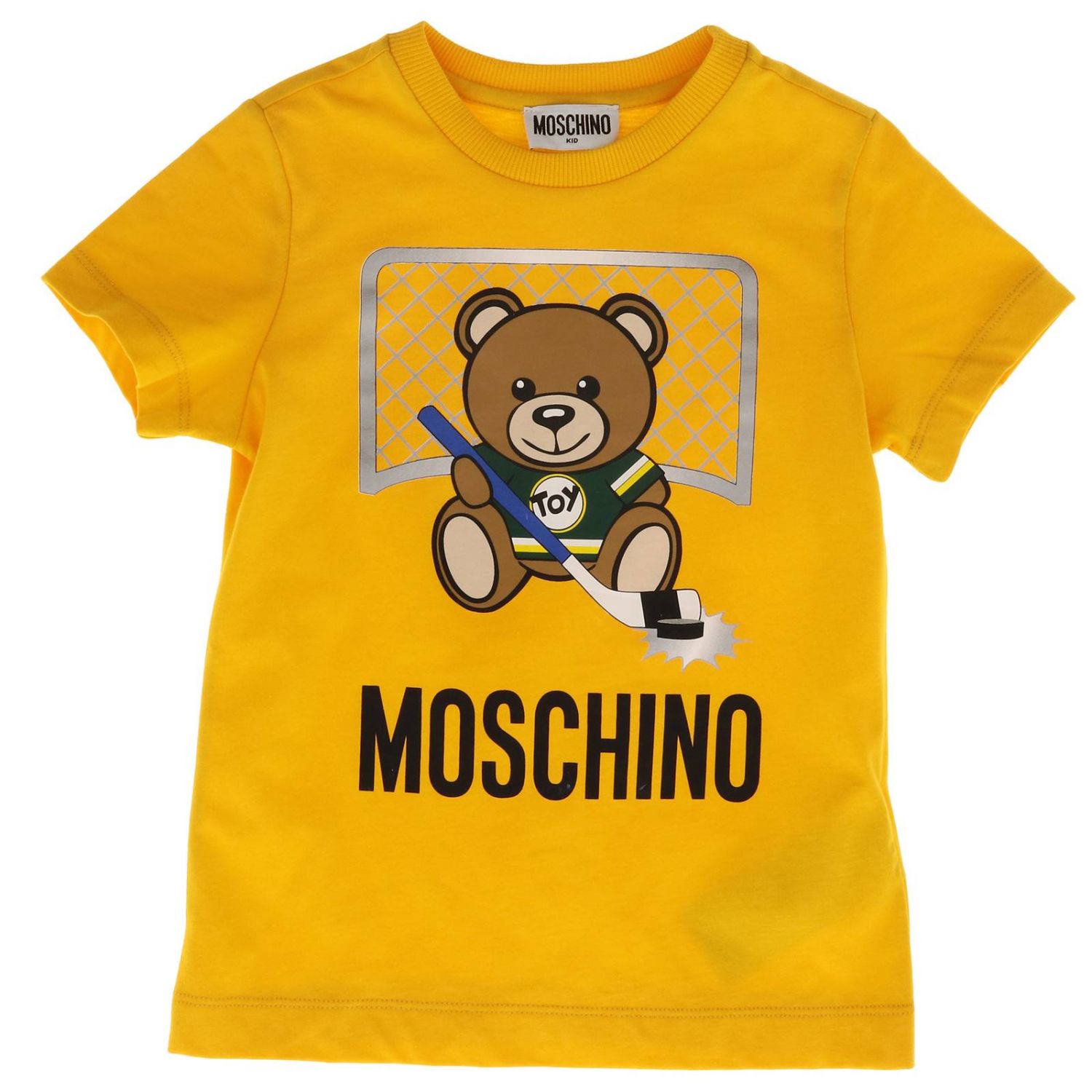 Moschino Kid Outlet: short-sleeved T-shirt with maxi Teddy hockey print ...