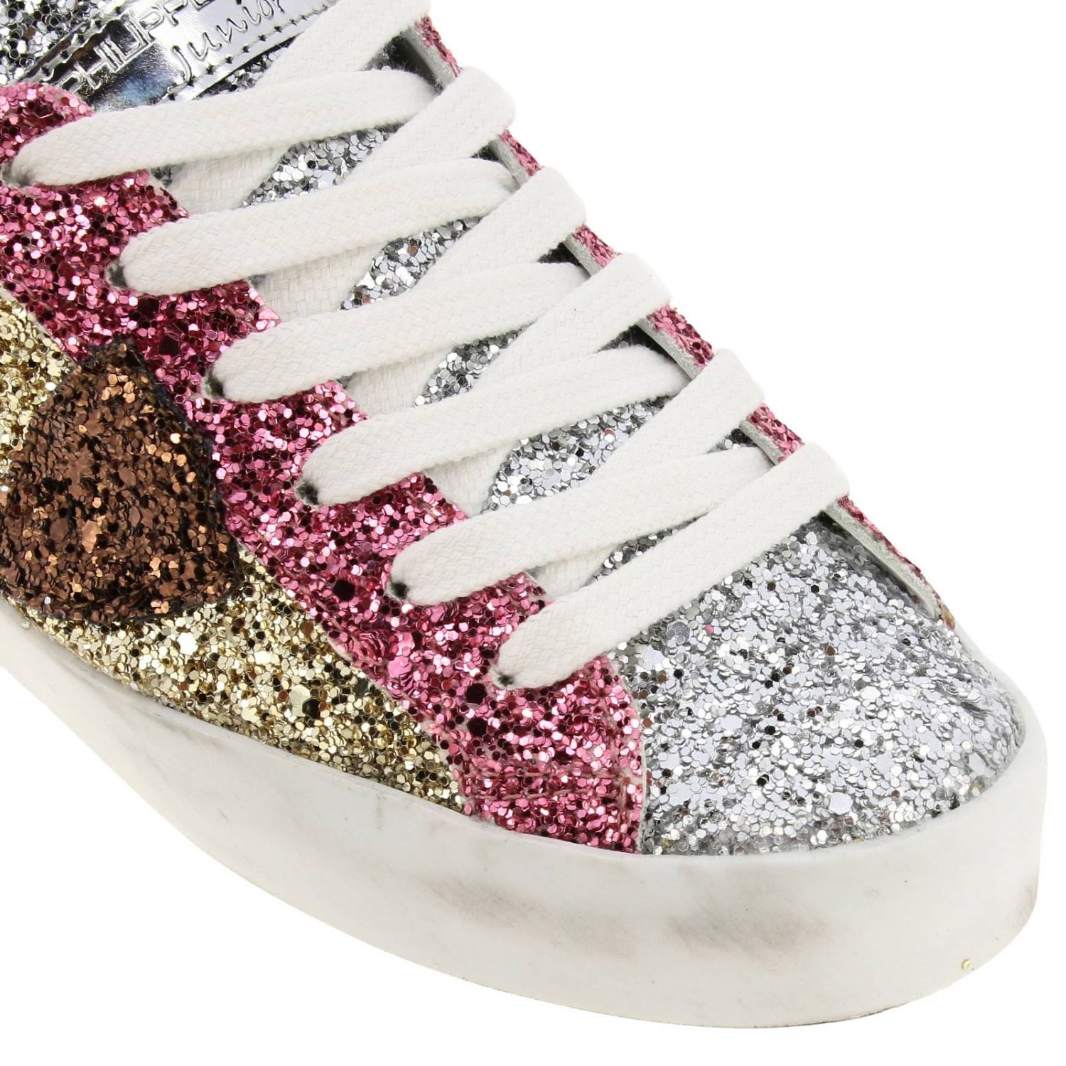 Philippe Model Outlet Sneakers Paris stringata in tessuto glitter