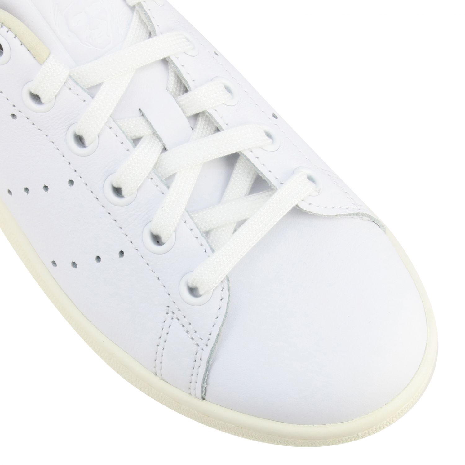 Adidas Originals Outlet: Stan smith sneakers pelle tallone bordeux quadrato  - Bianco | Sneakers Adidas Originals EE5784 WOMAN GIGLIO.COM