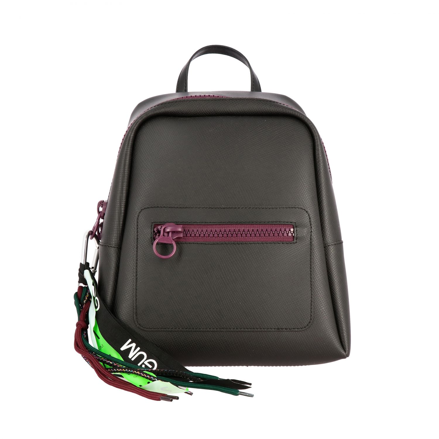 Gum Outlet: Zaino in gomma con macro zip a contrasto - Nero | Zaino Gum  1863 SPORTING GIGLIO.COM