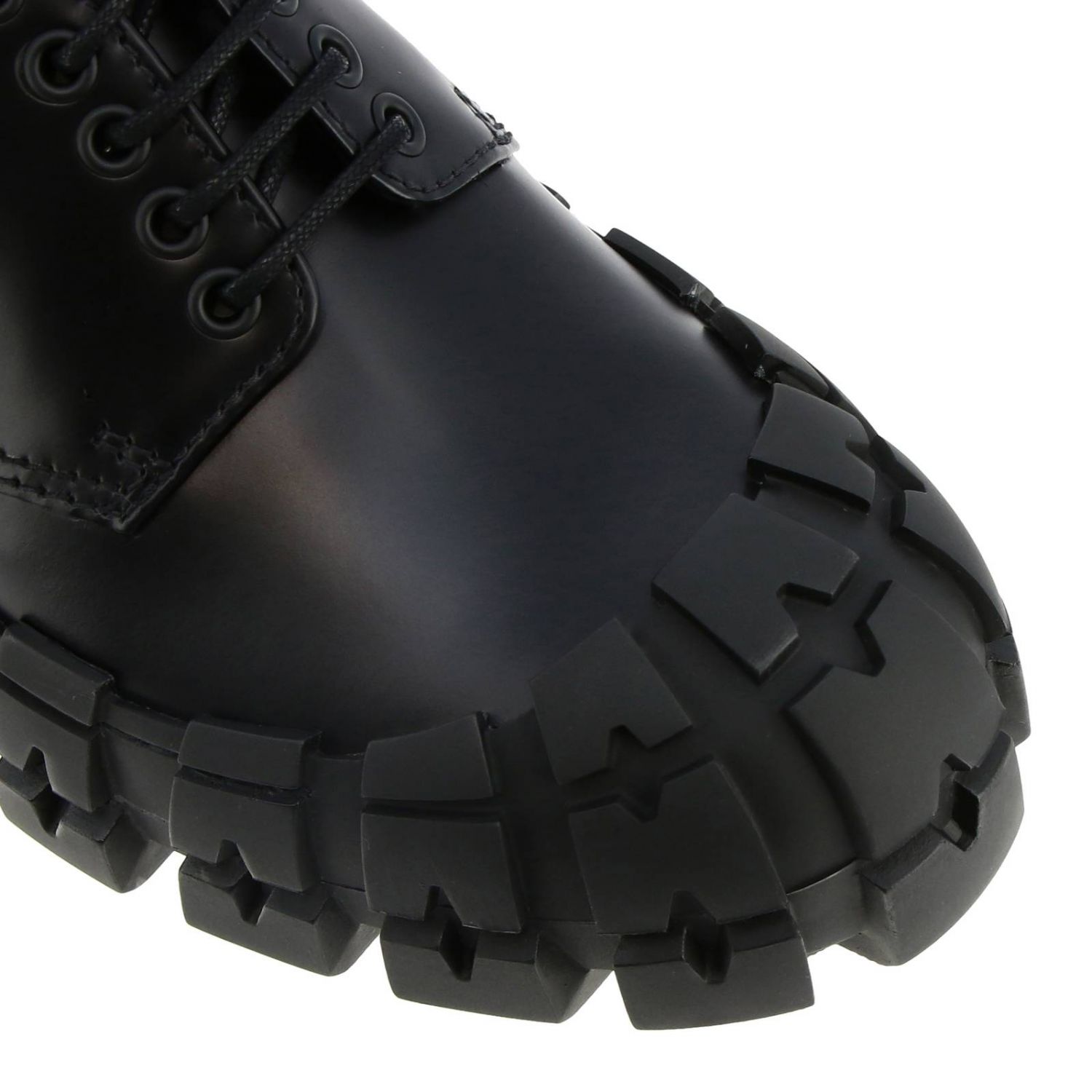 Zapatos de cordones Prada: Wheelderby Prada zapatos derby de cuero con suela de goma maxi negro 3