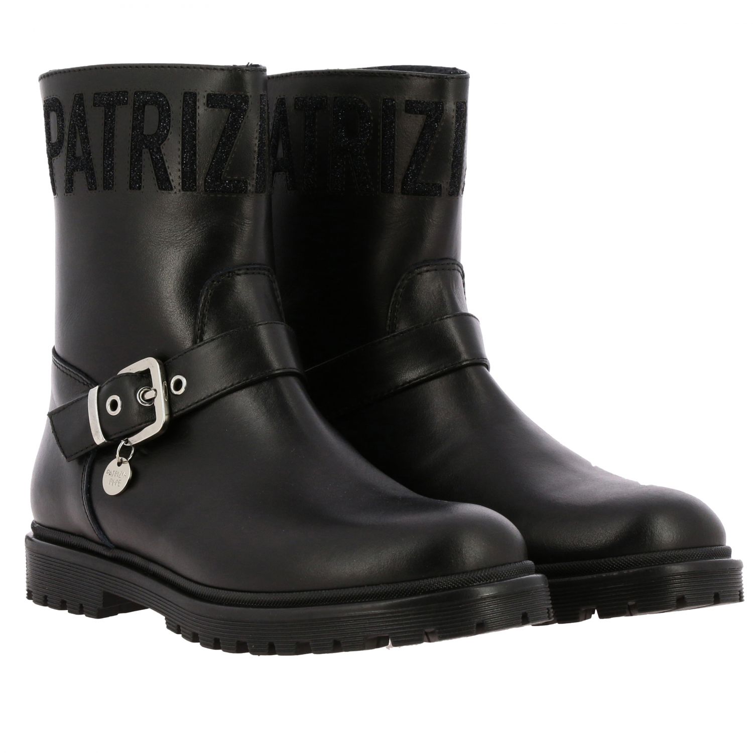 Patrizia Pepe Outlet: boots in leather with logo - Black | Shoes ...