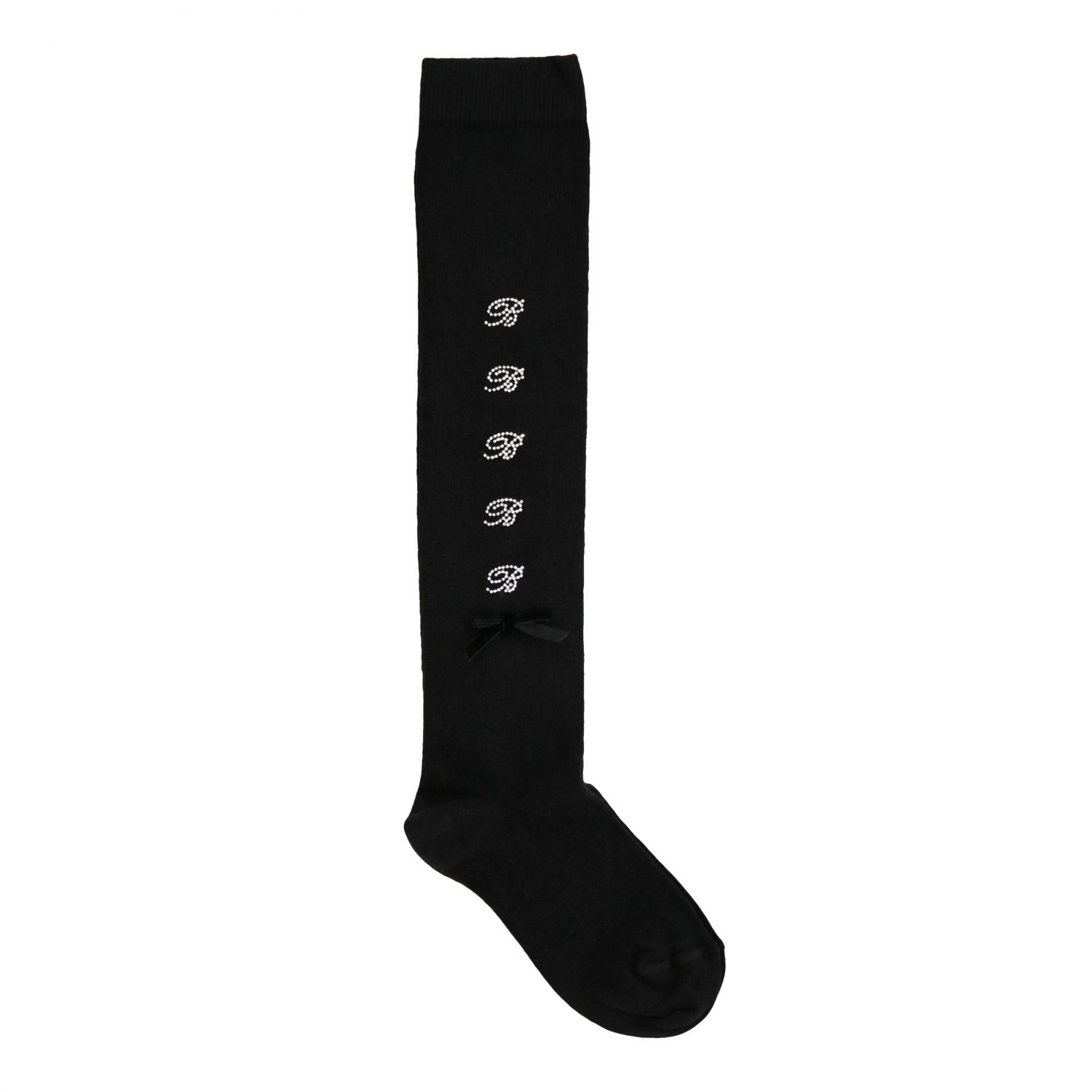 Miss Blumarine Outlet: socks with rhinestone logo and velvet bow ...