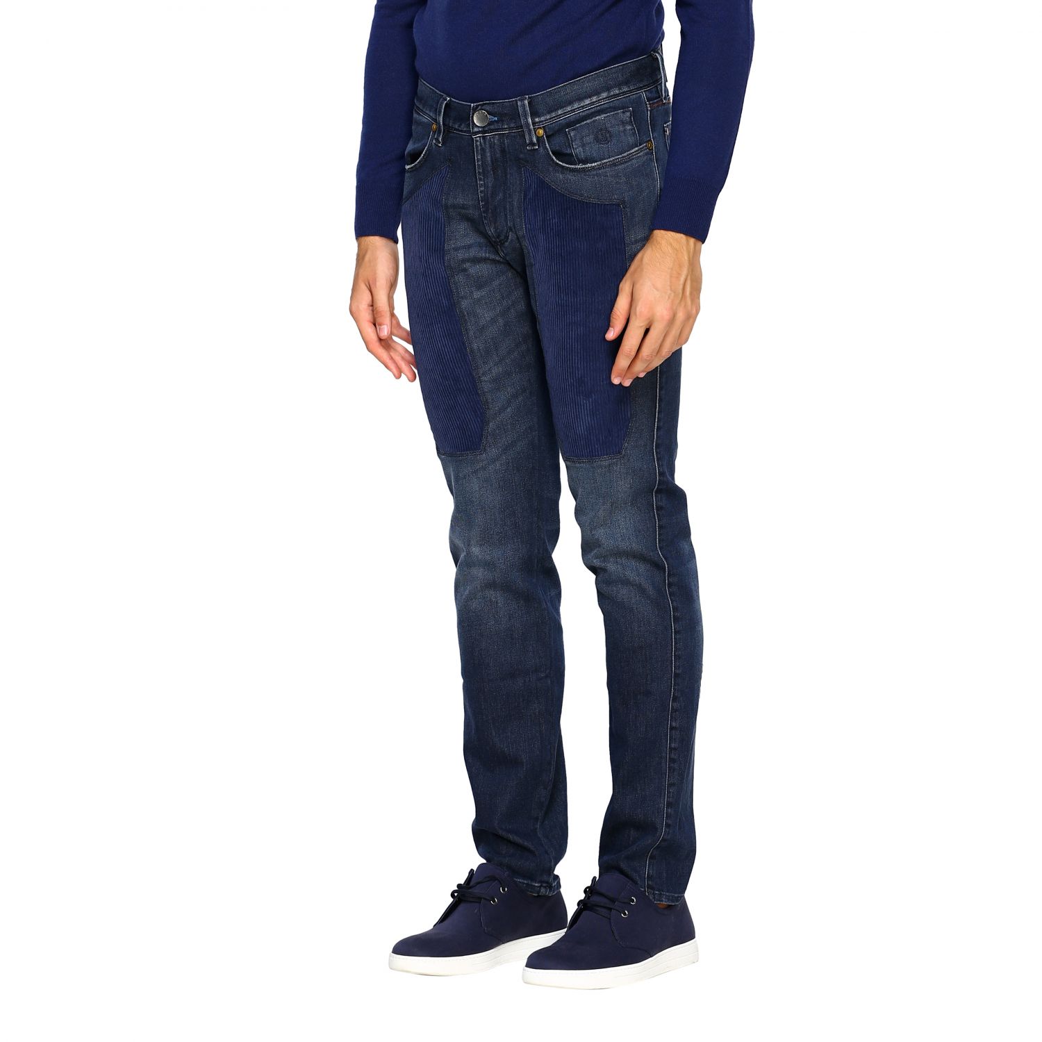 Jeckerson Outlet: Jeans PA077 in denim stretch used con toppe in velluto -  Denim | Jeans Jeckerson PA077. D040154 GIGLIO.COM