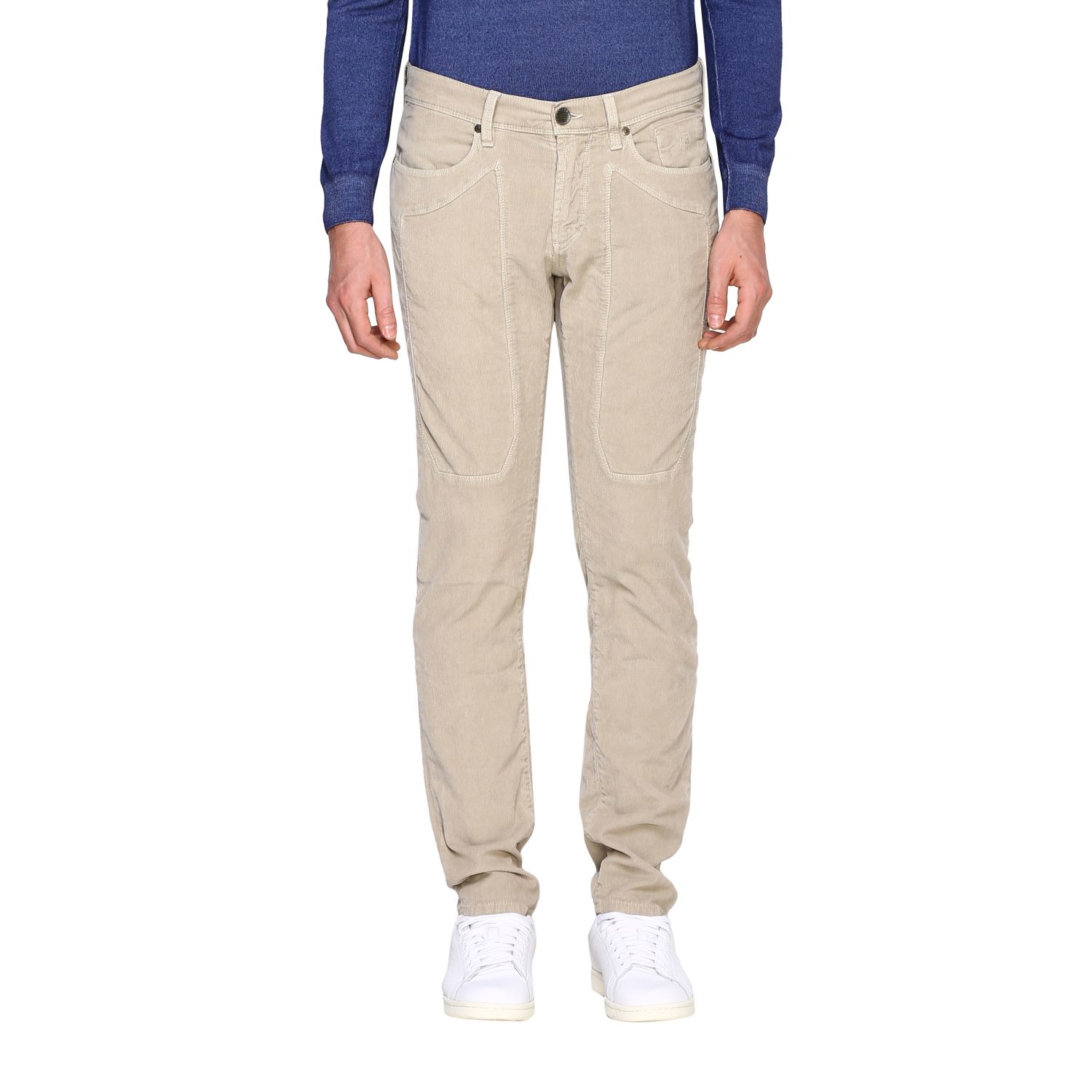Jeckerson Outlet: 5 tasche velluto coste stretch used con toppa fondo 17 -  Beige | Pantalone Jeckerson PA077 T012333 GIGLIO.COM