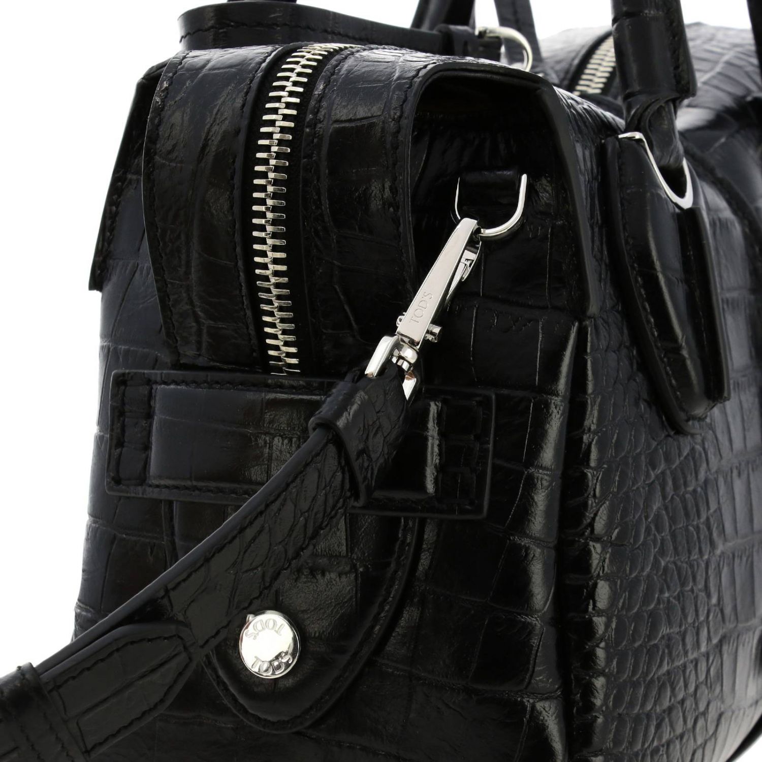 Tod's Outlet small D bag in crocodile print leather with shoulder