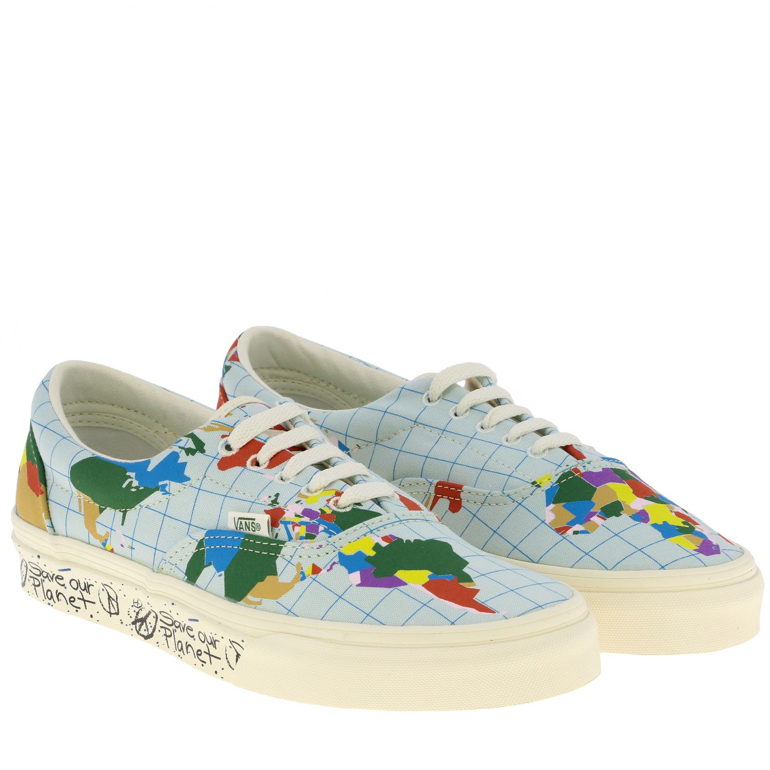 Vans Outlet: Кеды Era Save our planet из хлопка с изображением карты мира -  Голубой | Спортивная Обувь Vans VN0A4BV4T2V1 GIGLIO.COM