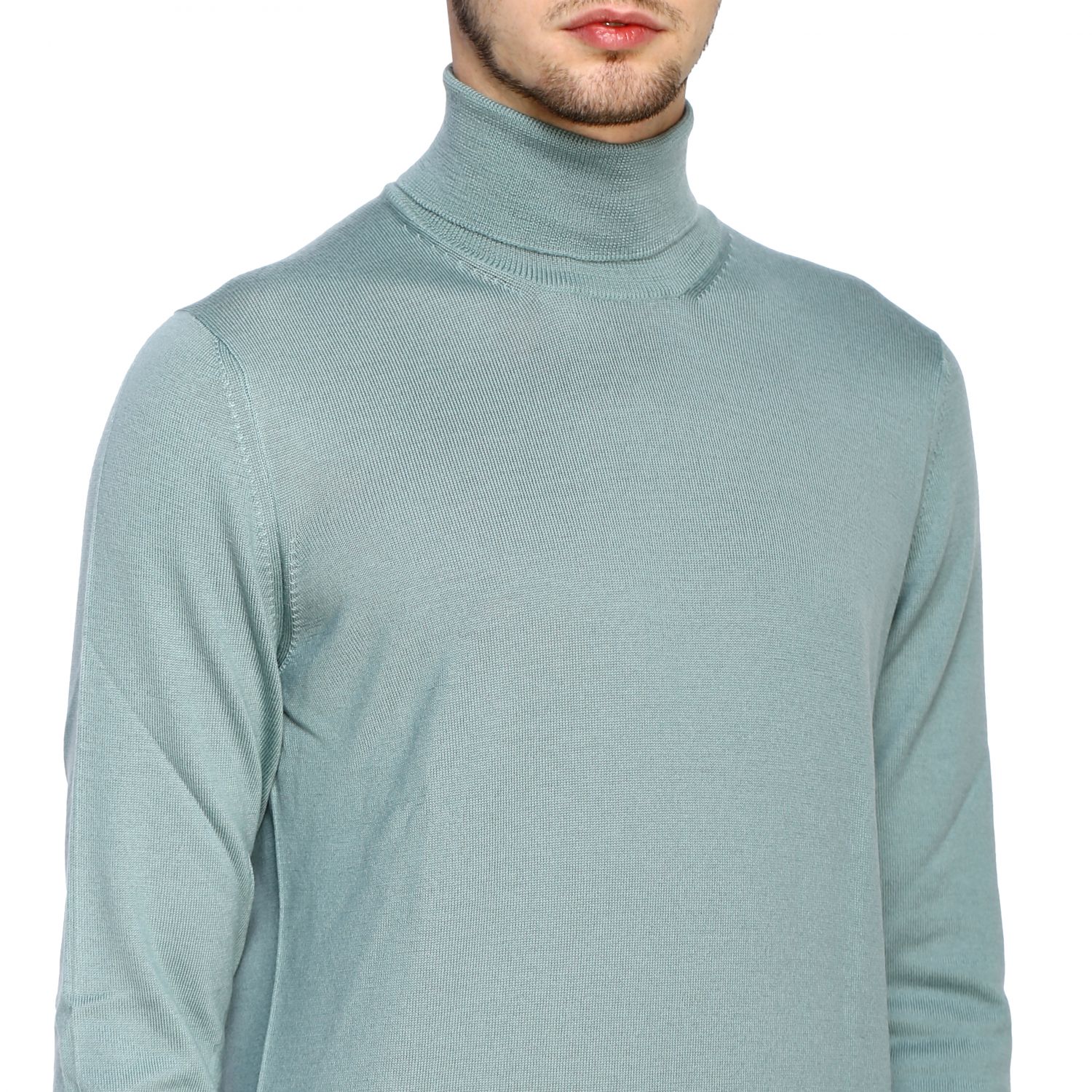 Sweater Fay: Fay turtleneck with long sleeves in wool green 5
