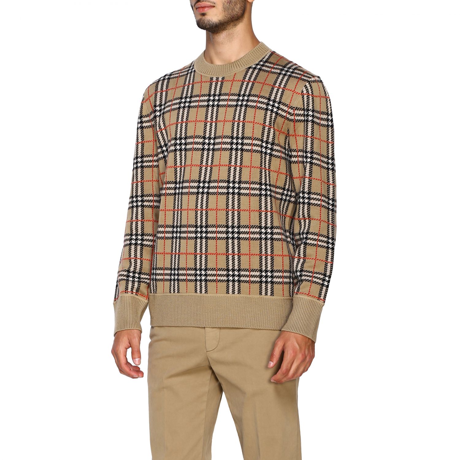 Burberry Outlet: Sweater men | Sweater Burberry Men Beige | Sweater ...