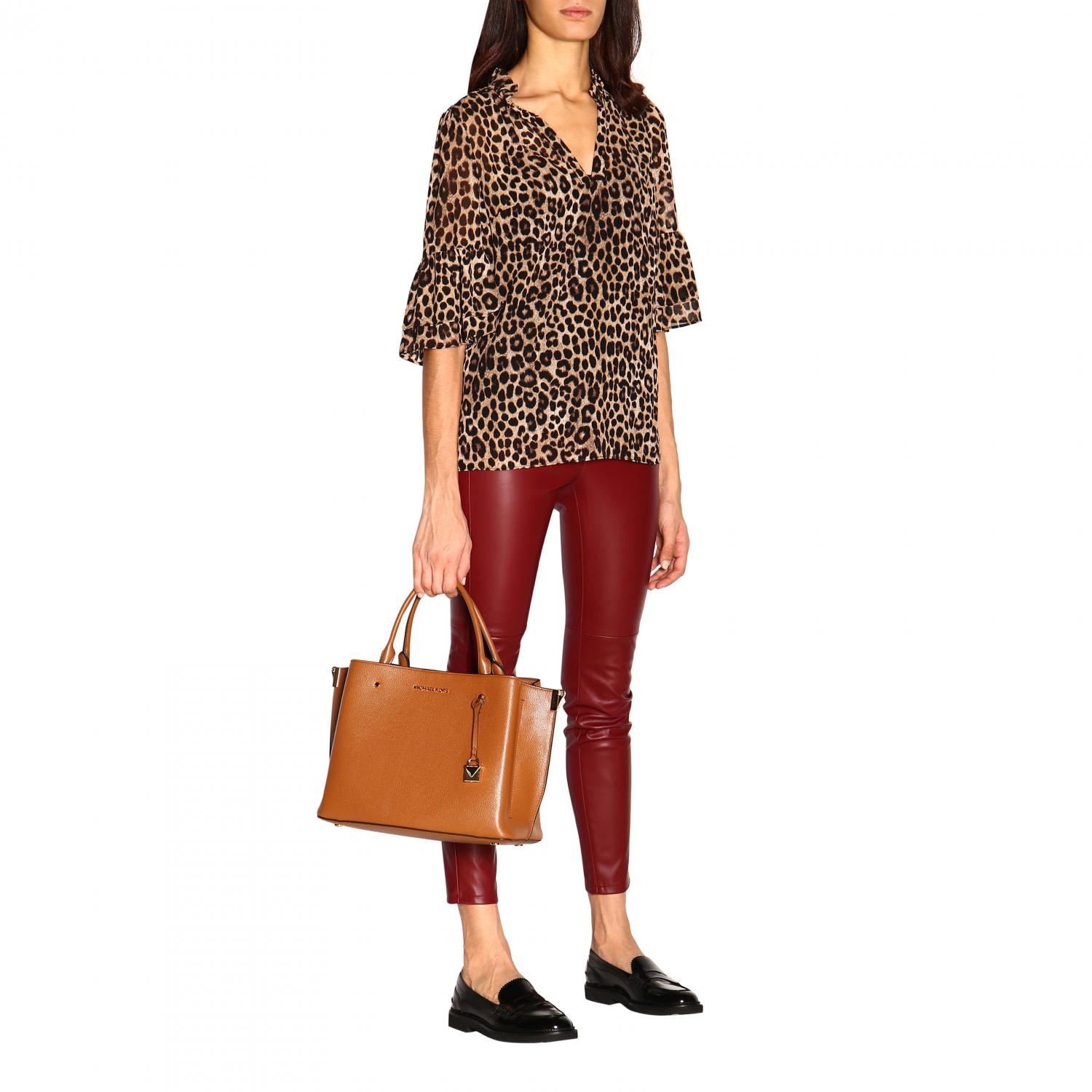 Michael Michael Kors Outlet: Borsa Arielle in pelle martellata con logo -  Cammello | Borsa A Mano Michael Michael Kors 30F9GI5S3L GIGLIO.COM