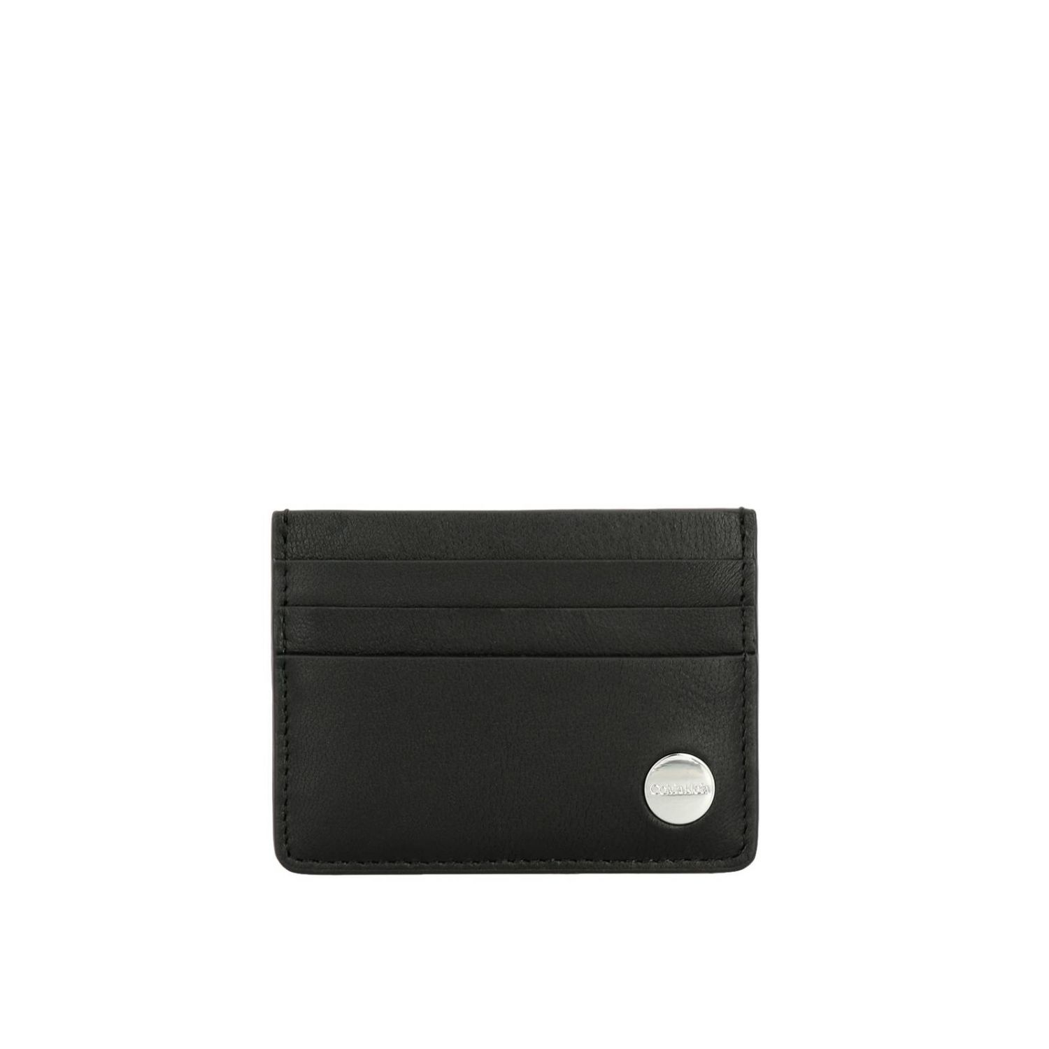 Calvin Klein Outlet: credit card holder in leather - Black | Calvin Klein  wallet K50K504638 online on 