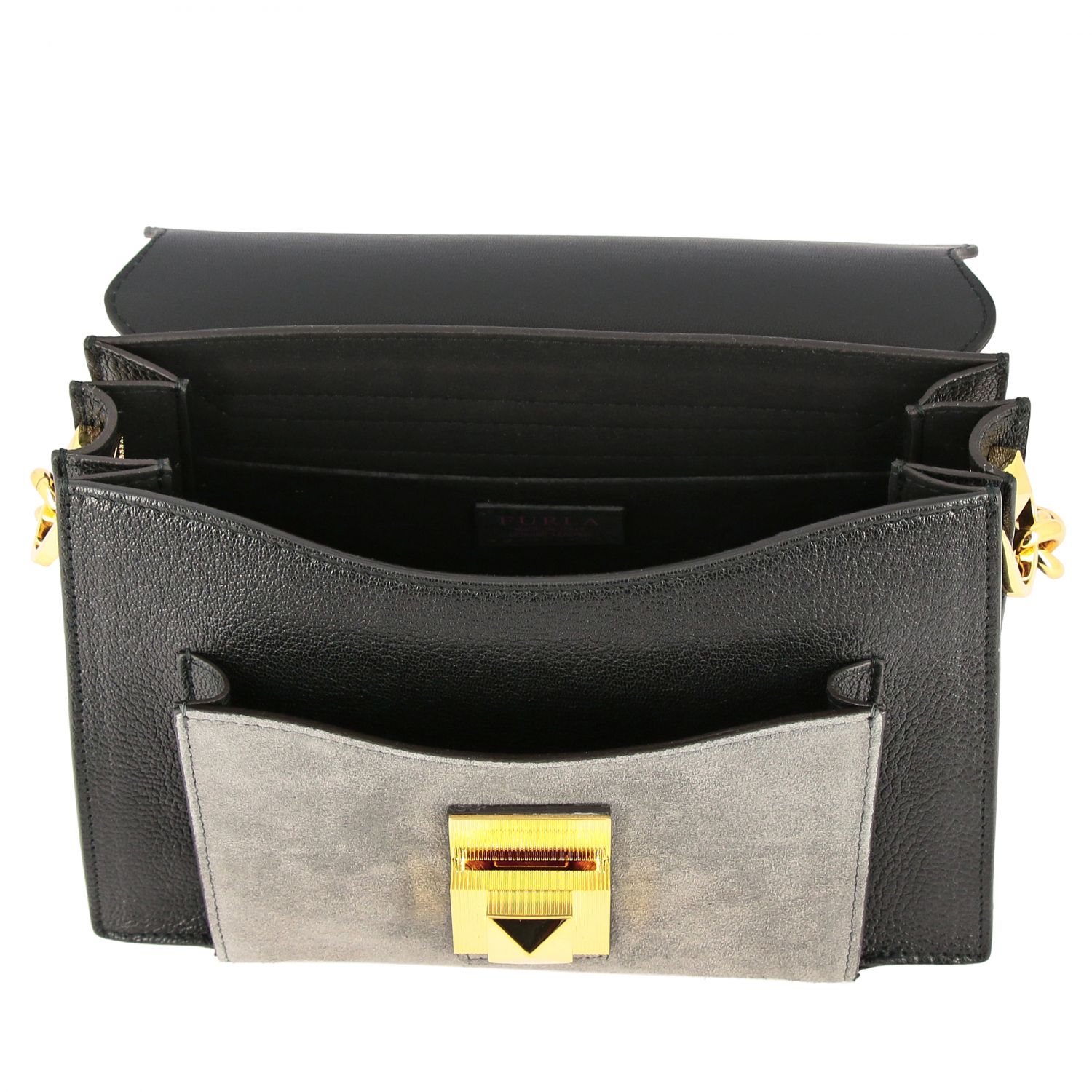 Furla Outlet Diva bag in tricolor leather with handle and shoulder