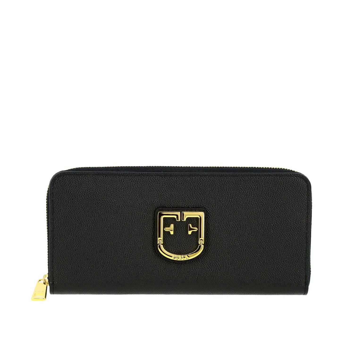 Furla Outlet: Belvedere XL wallet in leather with monogram - Black ...