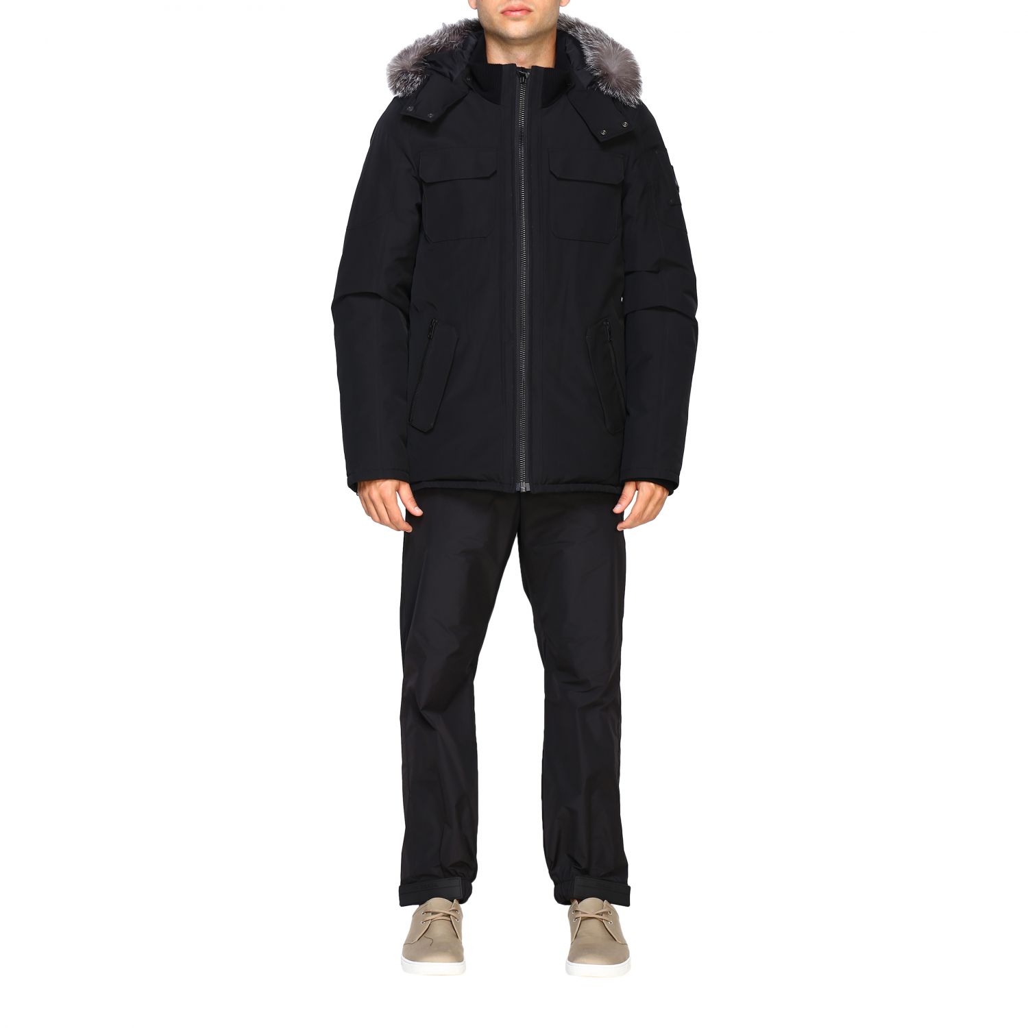 Moose Knuckles Outlet: Lingan jacket with hood and fur trim | Jacket ...