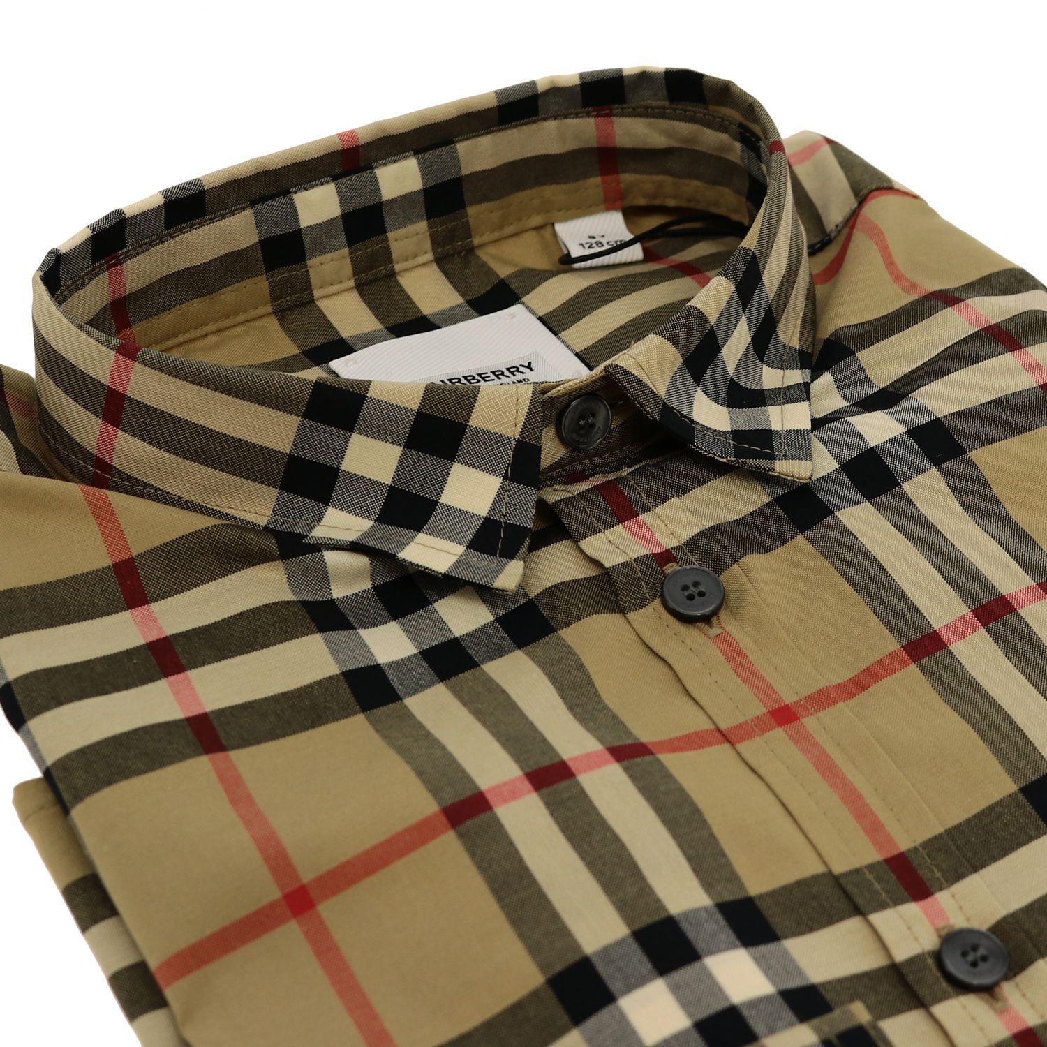 BURBERRY: check cotton shirt - Beige | Shirt Burberry 8014134 GIGLIO.COM