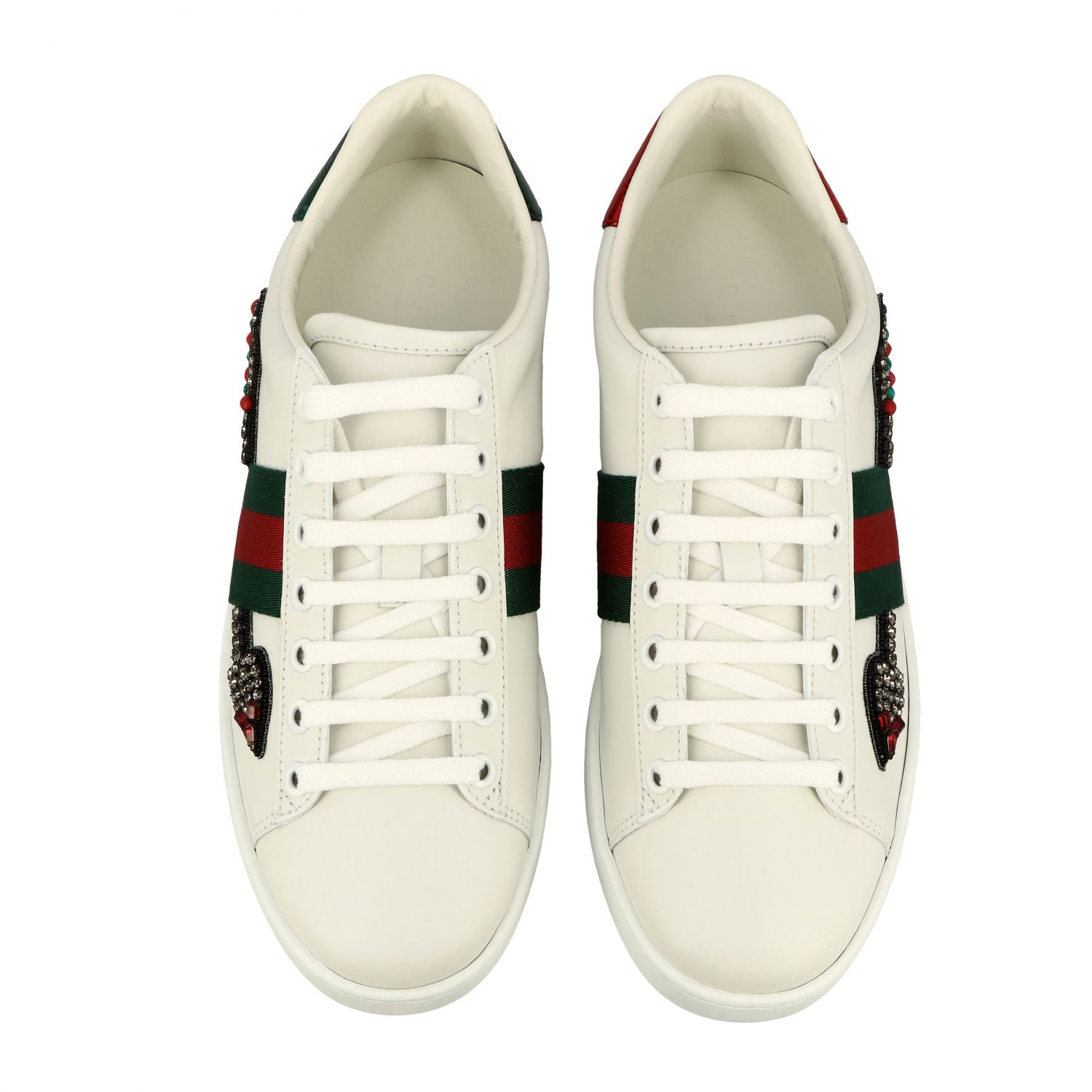 GUCCI: New Ace sneakers in leather with arrow-shaped patches ...